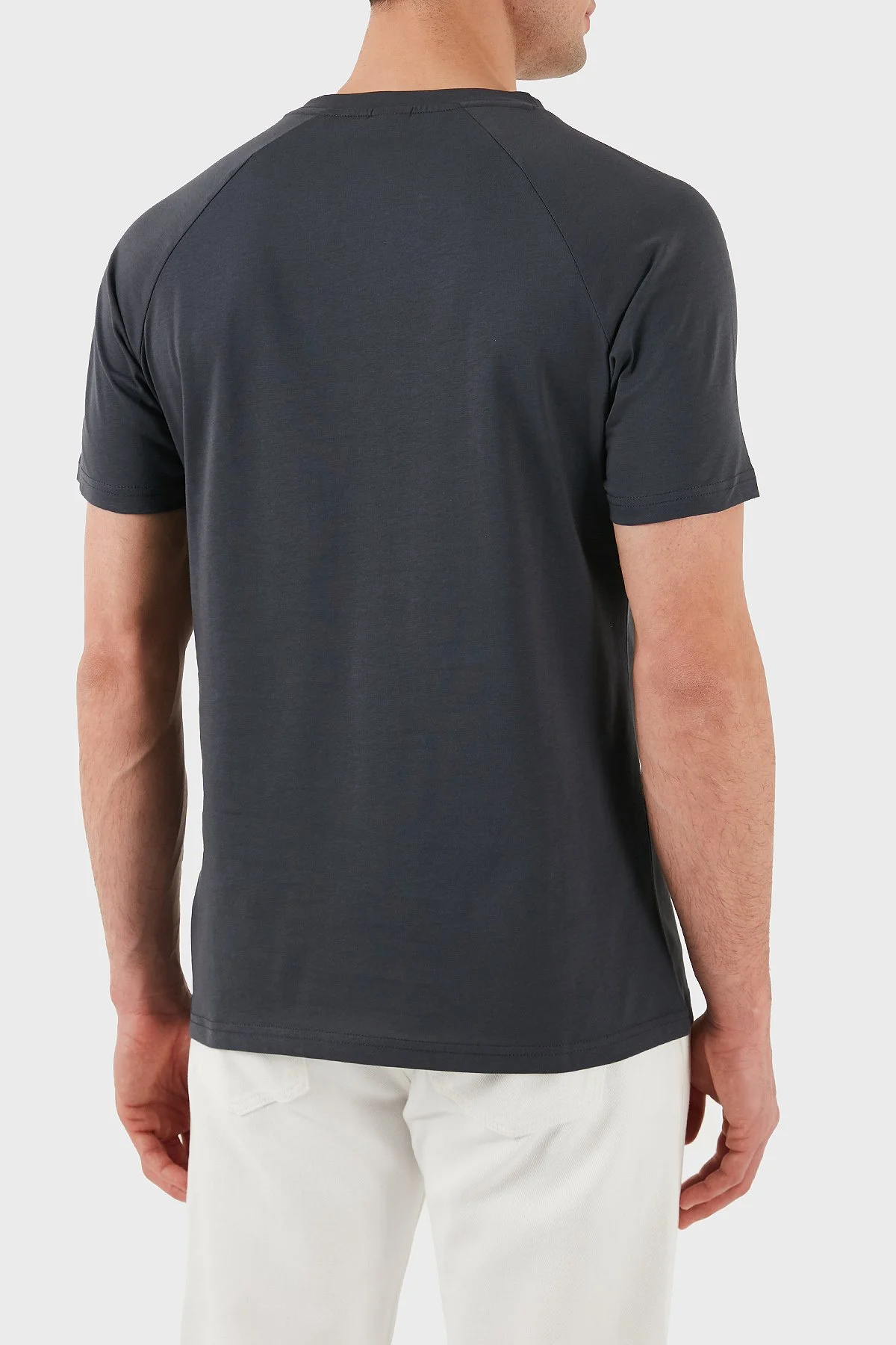 Boss % 100 Pamuk Slim Fit Bisiklet Yaka Logolu Erkek T Shirt 50517970 011 ANTRASİT - 3