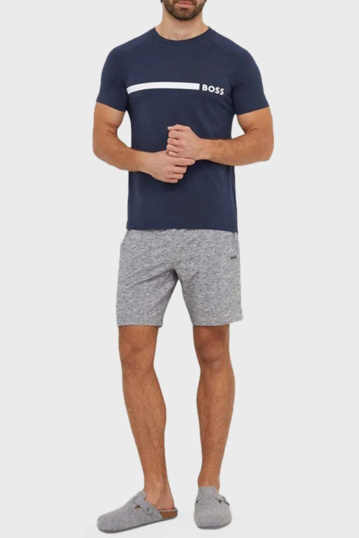 Boss % 100 Pamuk Slim Fit Bisiklet Yaka Logolu Erkek T Shirt 50517970 426 LACİVERT - 2