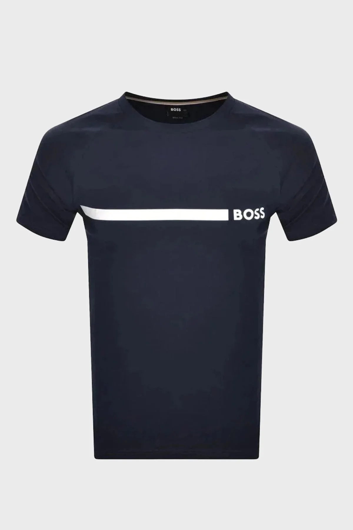 Boss % 100 Pamuk Slim Fit Bisiklet Yaka Logolu Erkek T Shirt 50517970 426 LACİVERT - 5