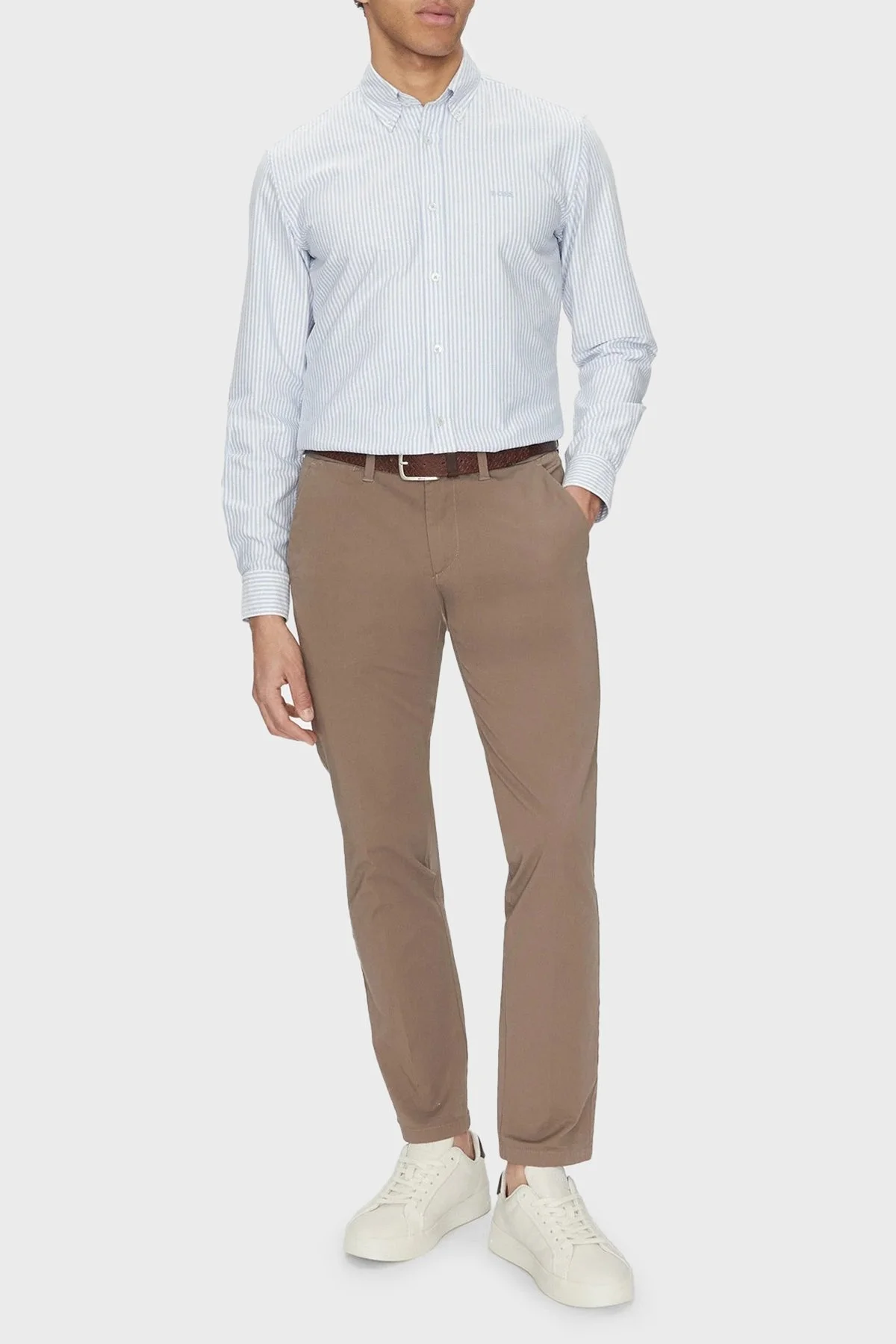 Boss % 100 Pamuk Slim Fit Çizgili Erkek Gömlek 50520275 450 MAVİ - 2