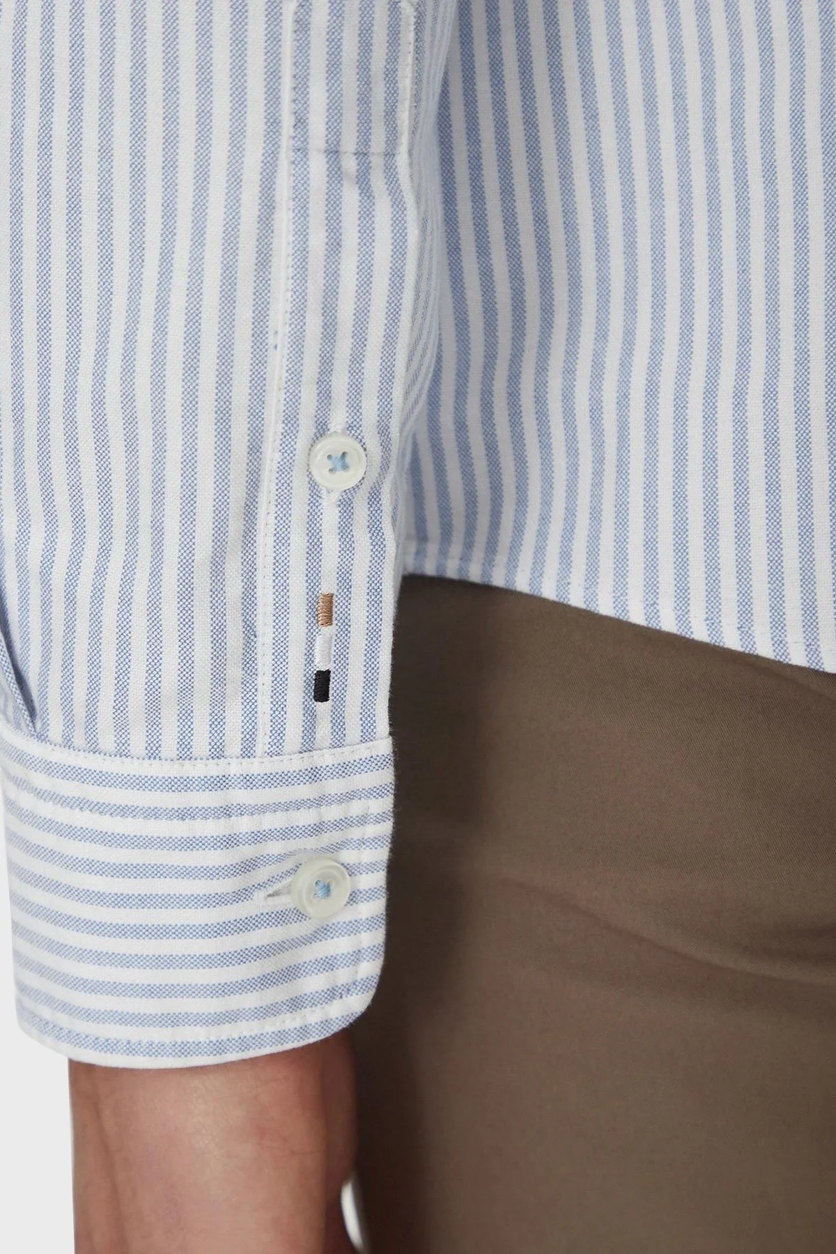 Boss % 100 Pamuk Slim Fit Çizgili Erkek Gömlek 50520275 450 MAVİ - 4