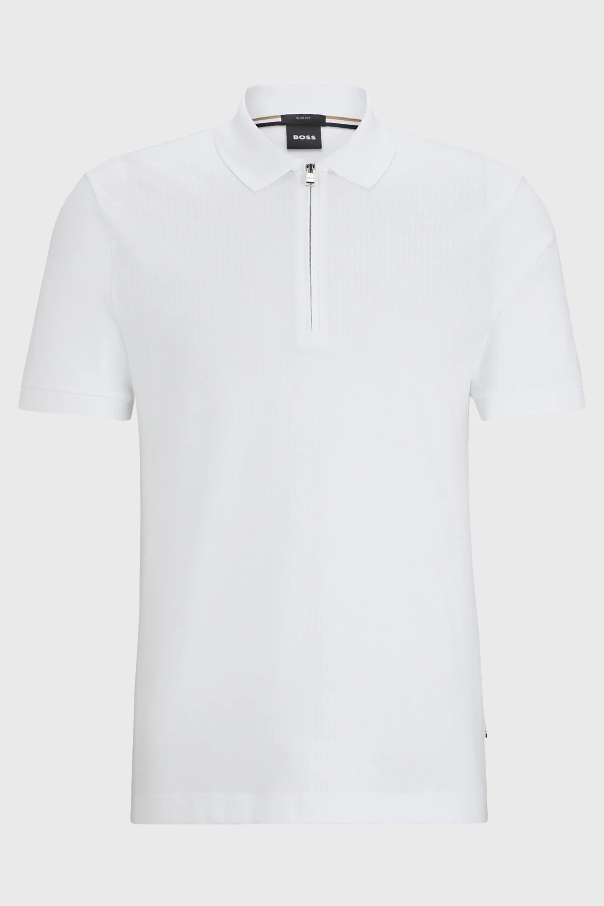 Boss % 100 Pamuk Slim Fit Fermuarlı Erkek Polo Yaka T Shirt 50507990 100 BEYAZ - 5