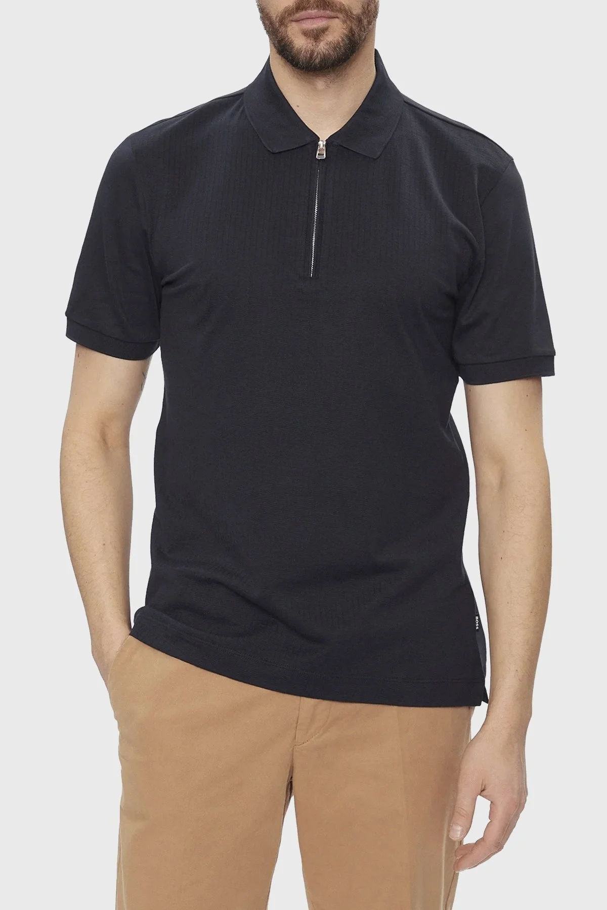 Boss % 100 Pamuk Slim Fit Fermuarlı Erkek Polo Yaka T Shirt 50507990 404 LACİVERT - 1