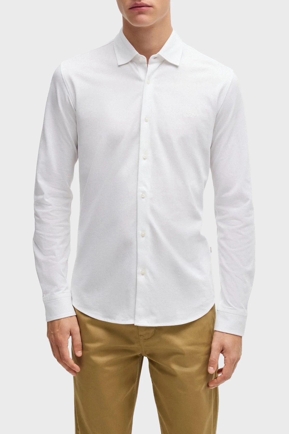 Boss % 100 Pamuk Slim Fit Klasik Yaka Erkek Gömlek 50519748 100 BEYAZ - 1