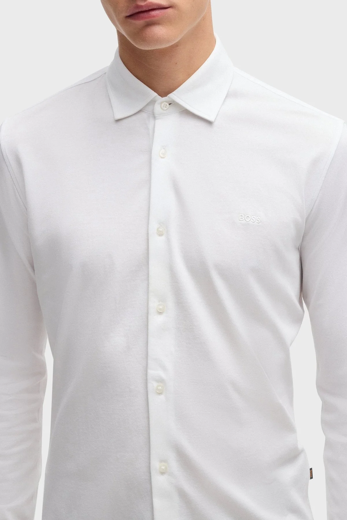 Boss % 100 Pamuk Slim Fit Klasik Yaka Erkek Gömlek 50519748 100 BEYAZ - 4