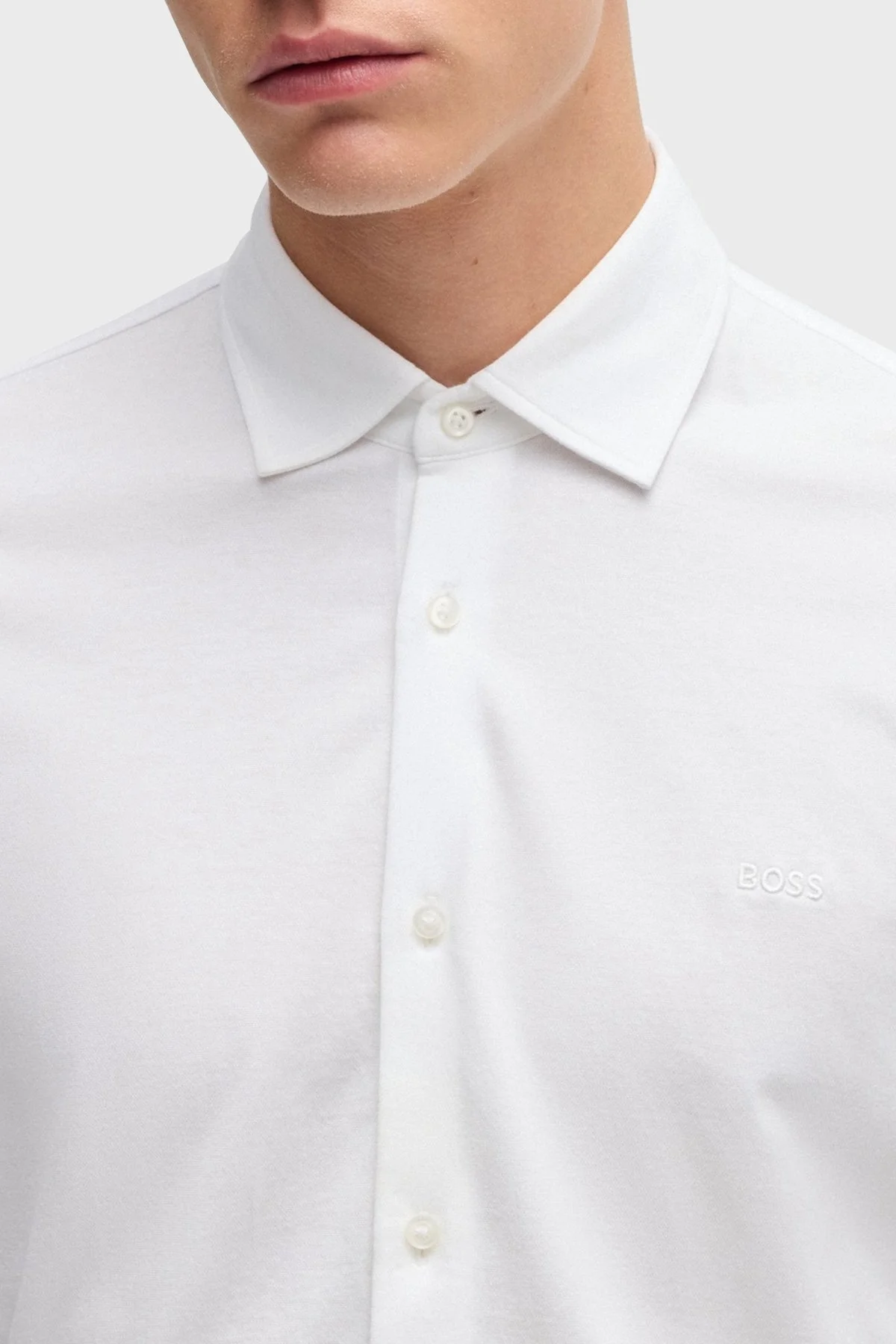 Boss % 100 Pamuk Slim Fit Klasik Yaka Erkek Gömlek 50519748 100 BEYAZ - 5