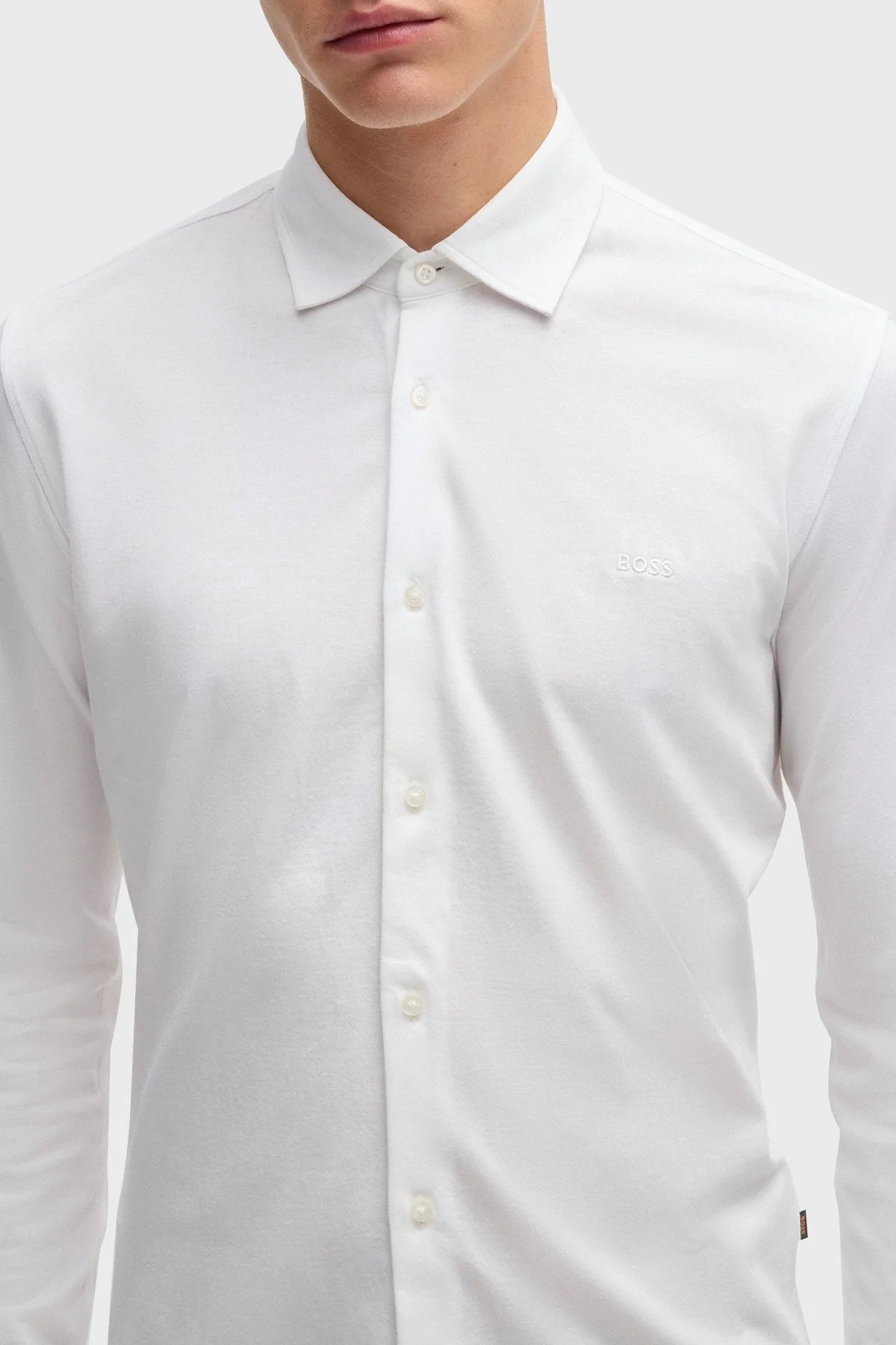 Boss % 100 Pamuk Slim Fit Klasik Yaka Erkek Gömlek 50519748 100 BEYAZ - 4