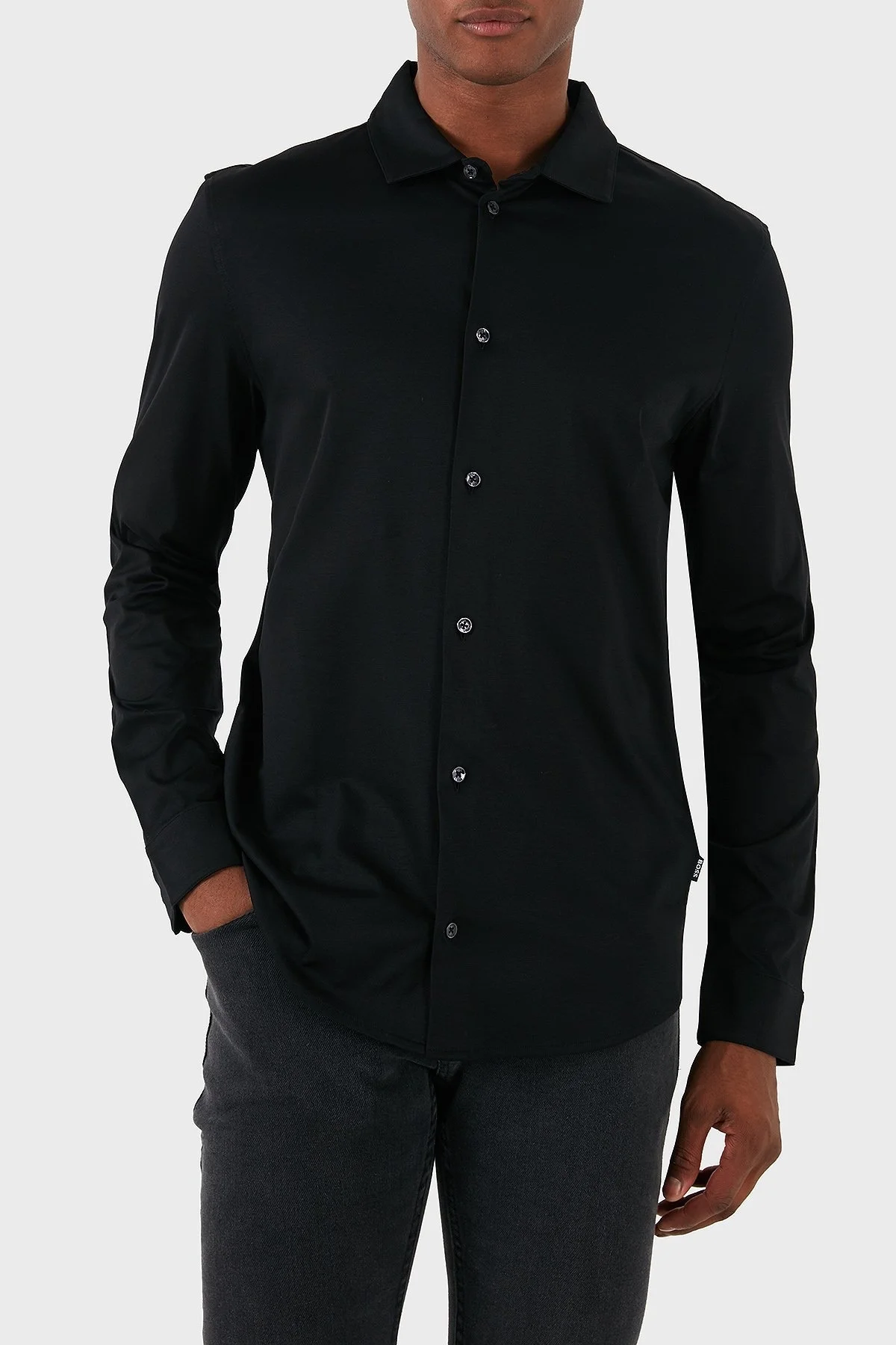 Boss % 100 Pamuk Slim Fit Merserize Erkek Gömlek 50523932 001 SİYAH - 1