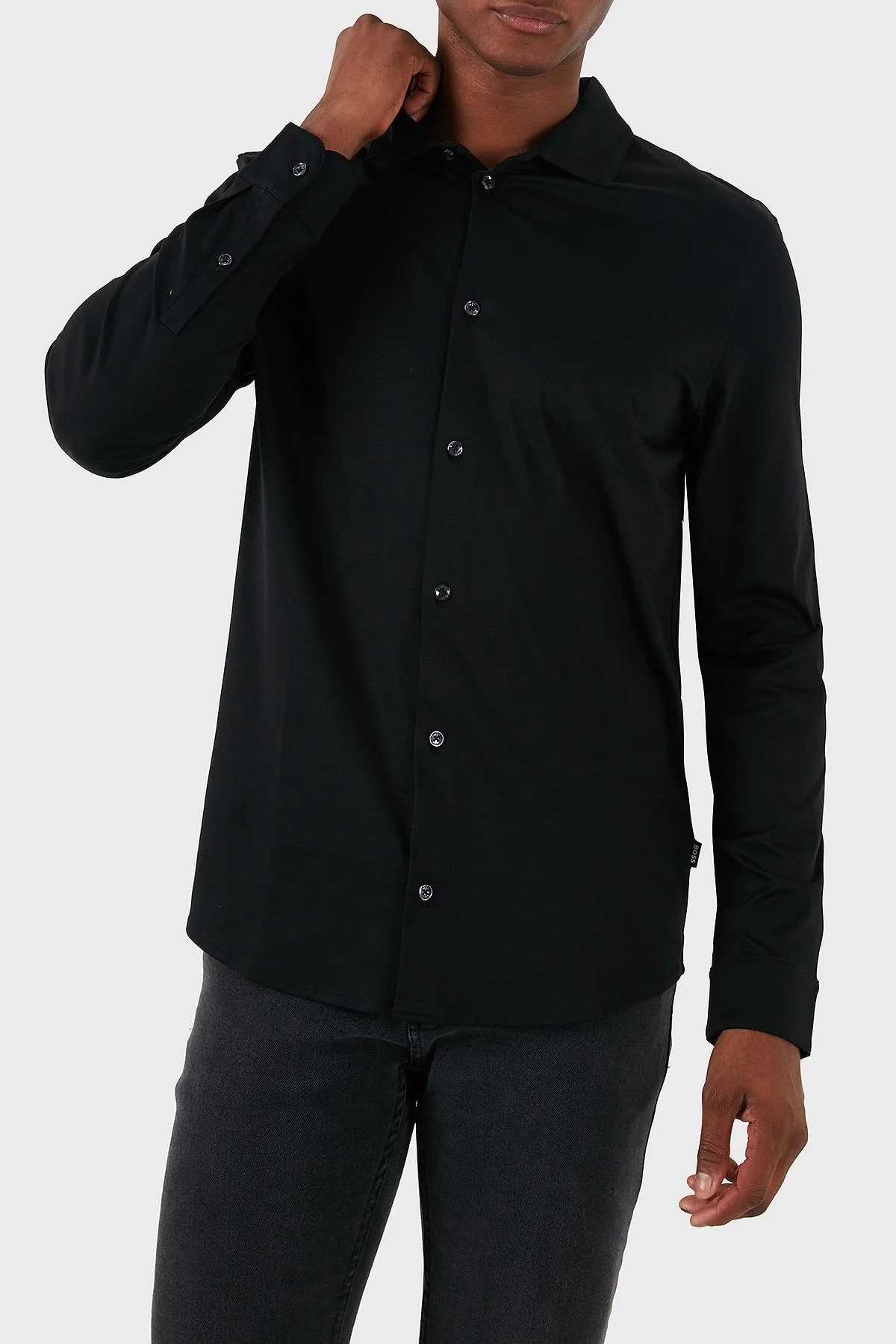 Boss % 100 Pamuk Slim Fit Merserize Erkek Gömlek 50523932 001 SİYAH - 4