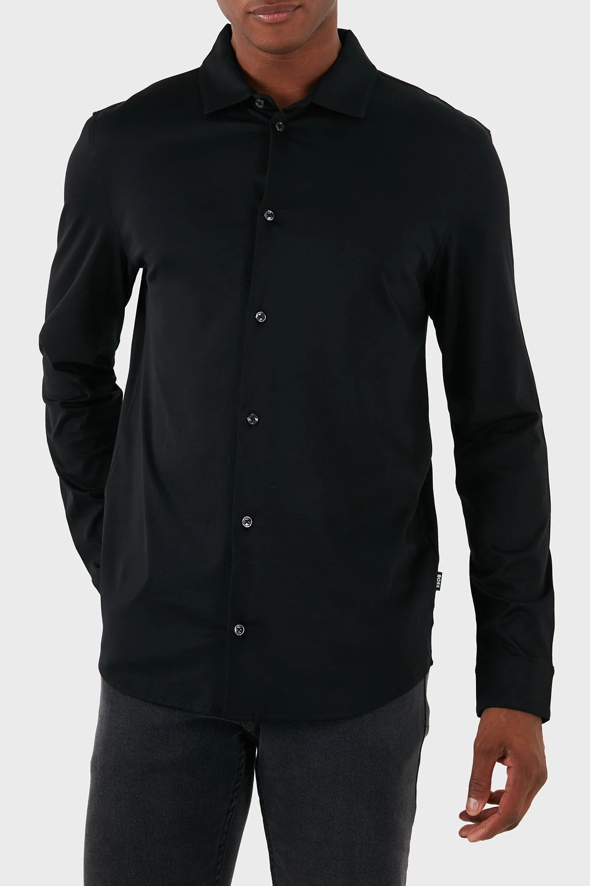 Boss % 100 Pamuk Slim Fit Merserize Erkek Gömlek 50523932 001 SİYAH - 5