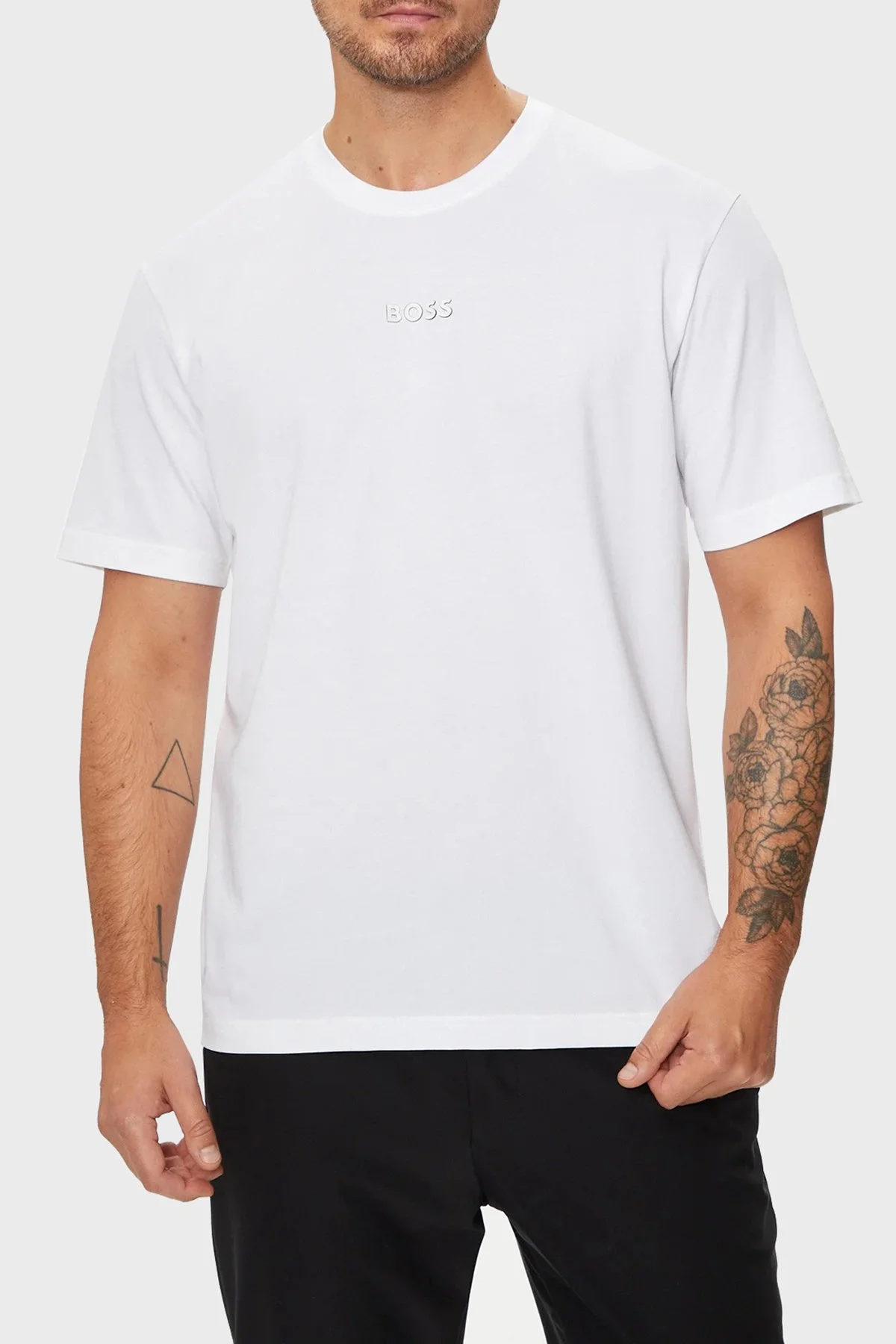 Boss % 100 Pamuklu Oversize Fit Erkek T Shirt 50519368 100 BEYAZ - 1