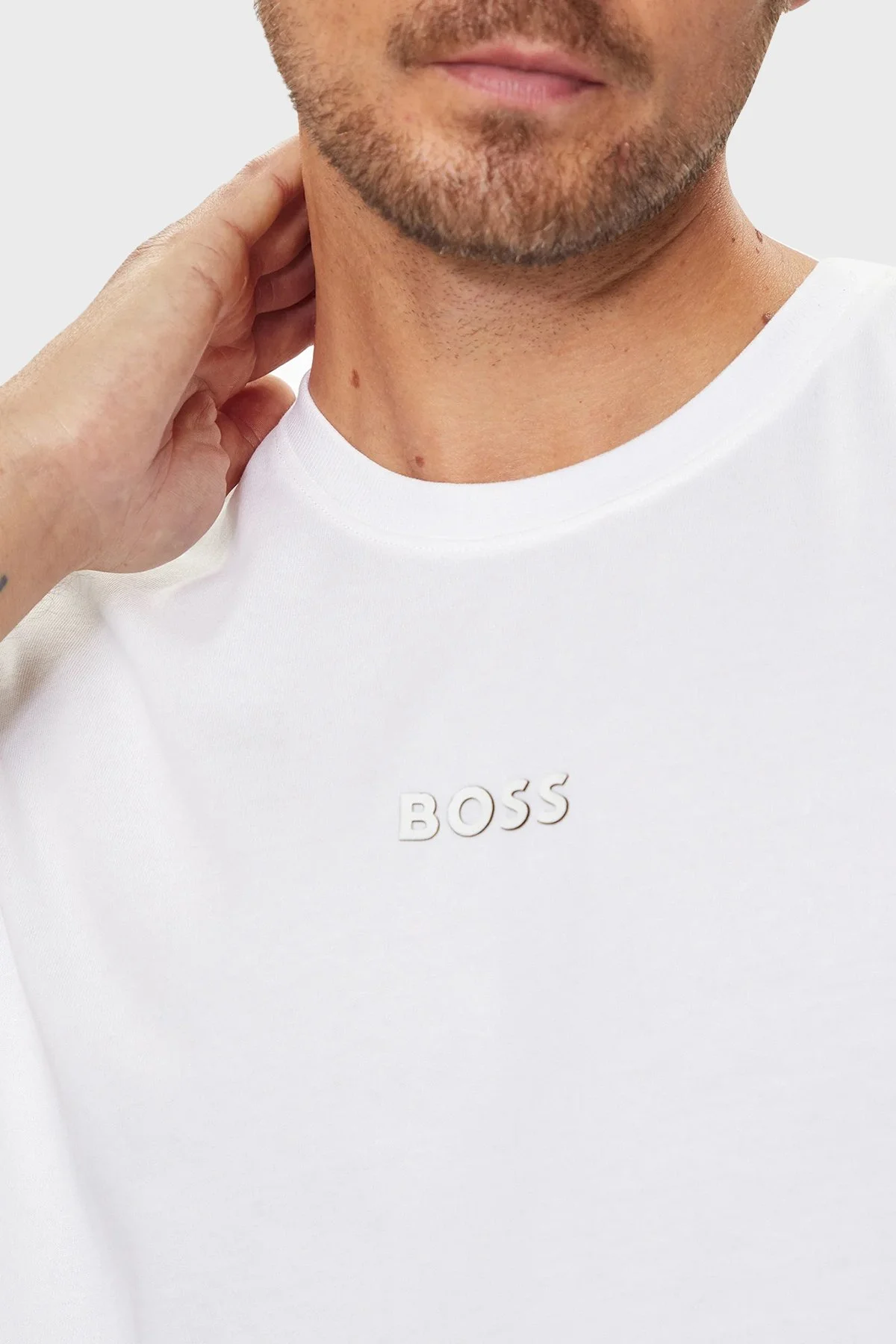 Boss % 100 Pamuklu Oversize Fit Erkek T Shirt 50519368 100 BEYAZ - 4