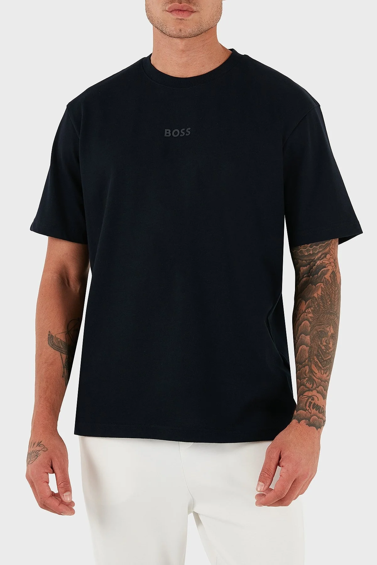 Boss % 100 Pamuklu Oversize Fit Erkek T Shirt 50519368 402 LACİVERT - 5