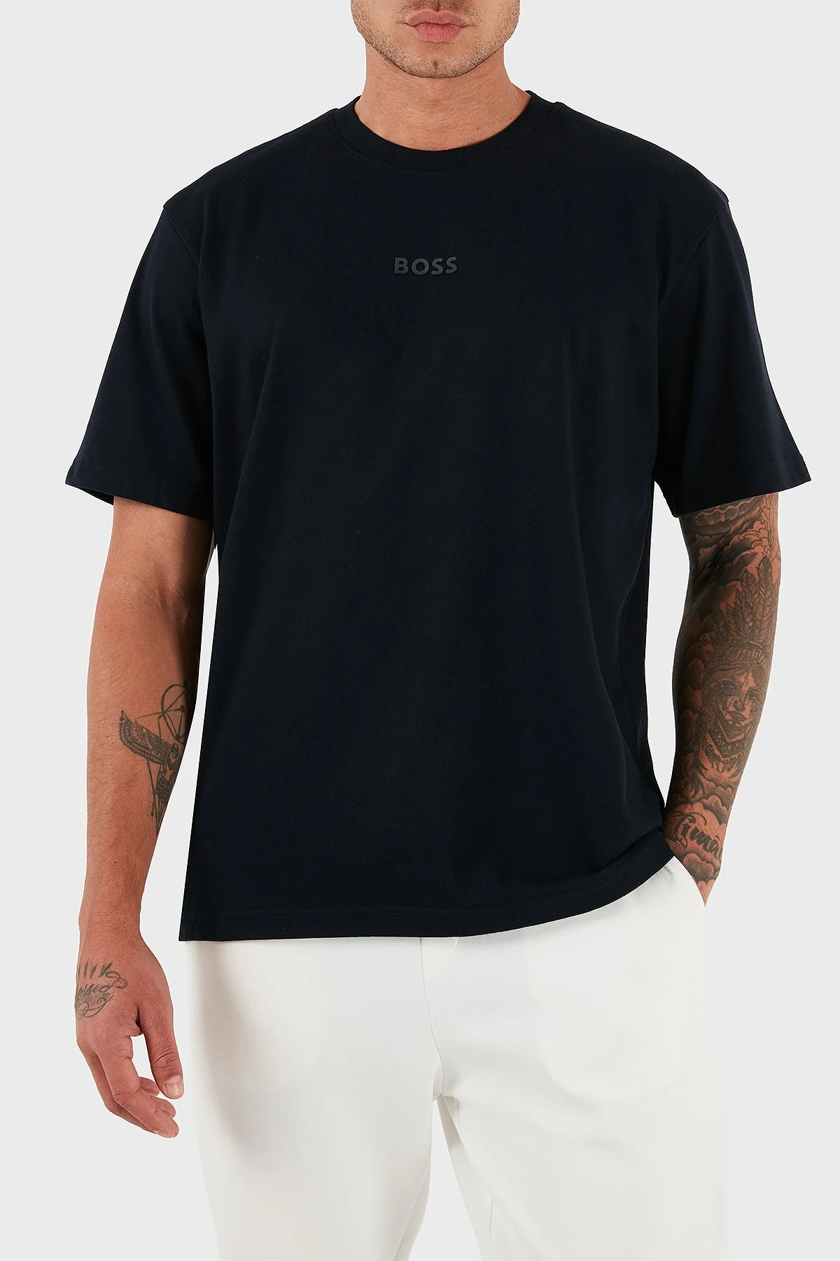 Boss % 100 Pamuklu Oversize Fit Erkek T Shirt 50519368 402 LACİVERT - 1