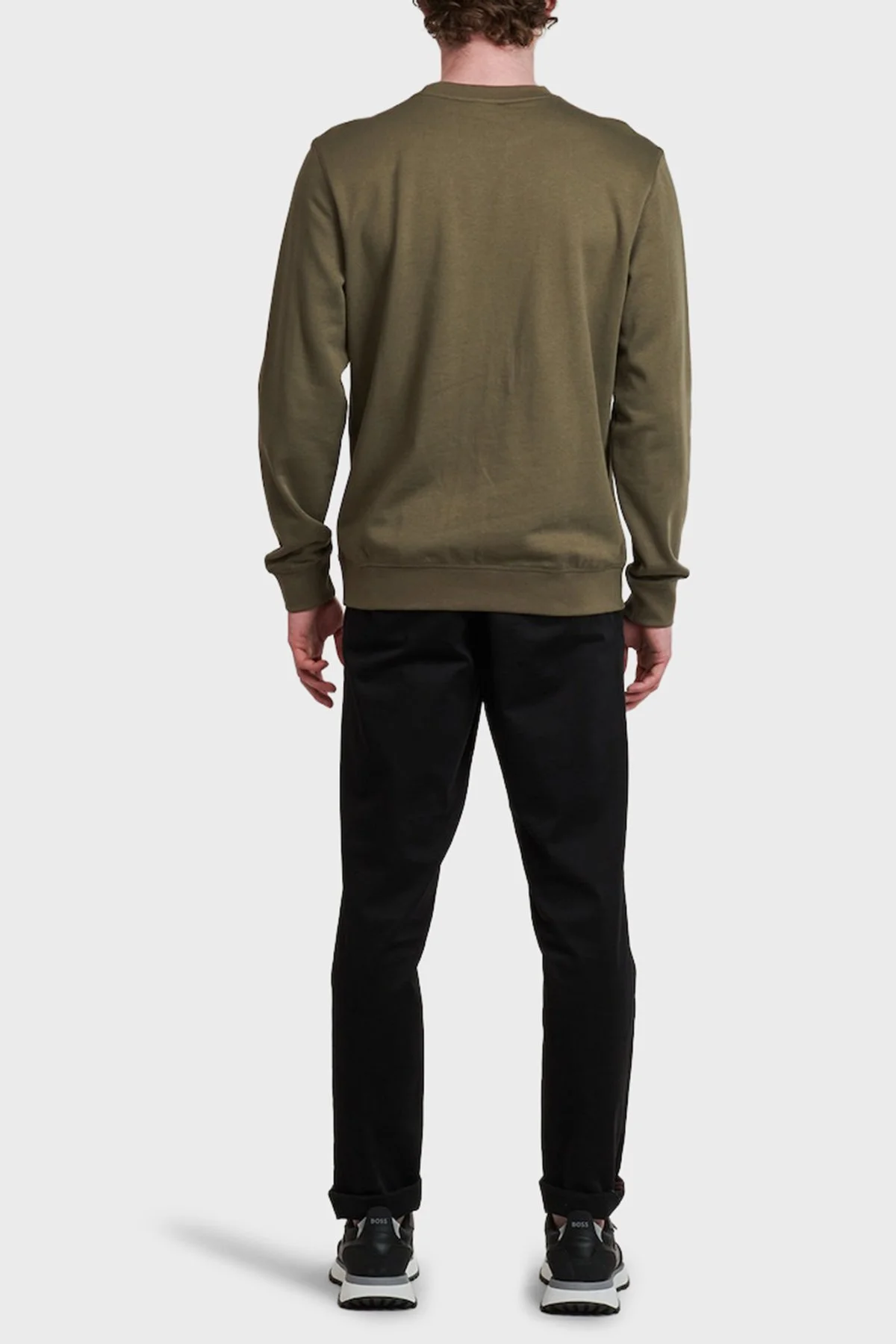 Boss % 100 Pamuk Regular Fit Bisiklet Yaka Erkek Sweat 50509323 342 HAKİ - 3