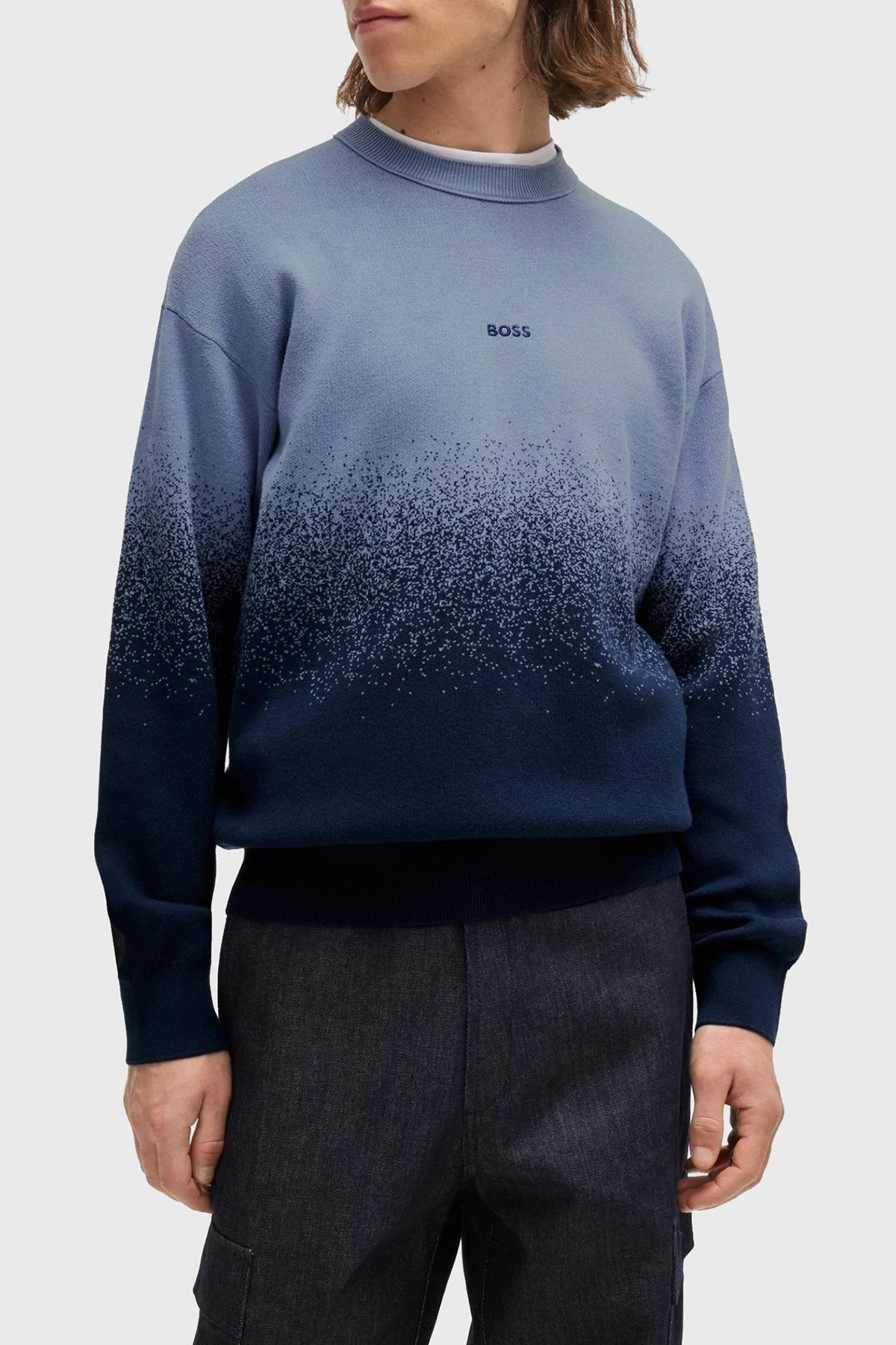 Boss% 100 Pamuklu Regular Fit Jakarlı Erkek Kazak 50519084 464 MAVİ - 1