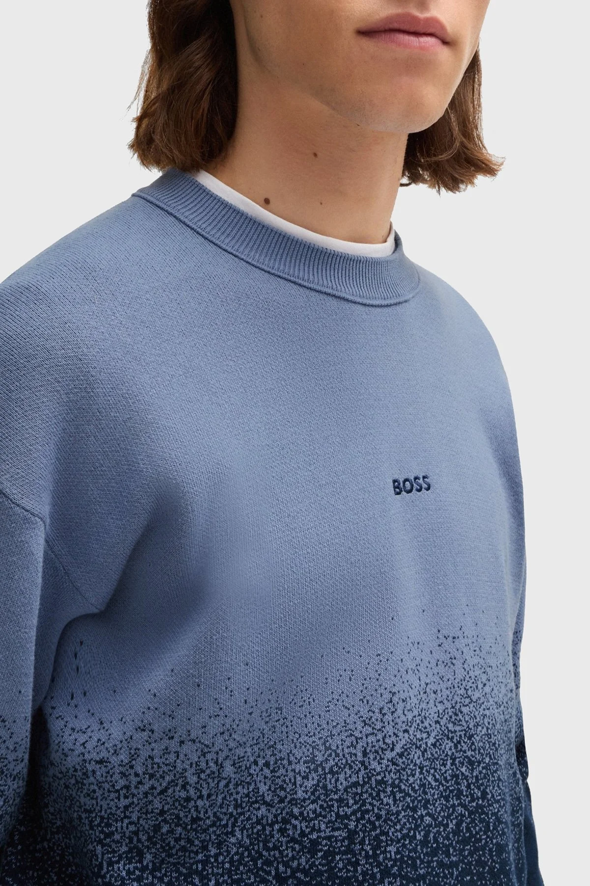 Boss% 100 Pamuklu Regular Fit Jakarlı Erkek Kazak 50519084 464 MAVİ - 2