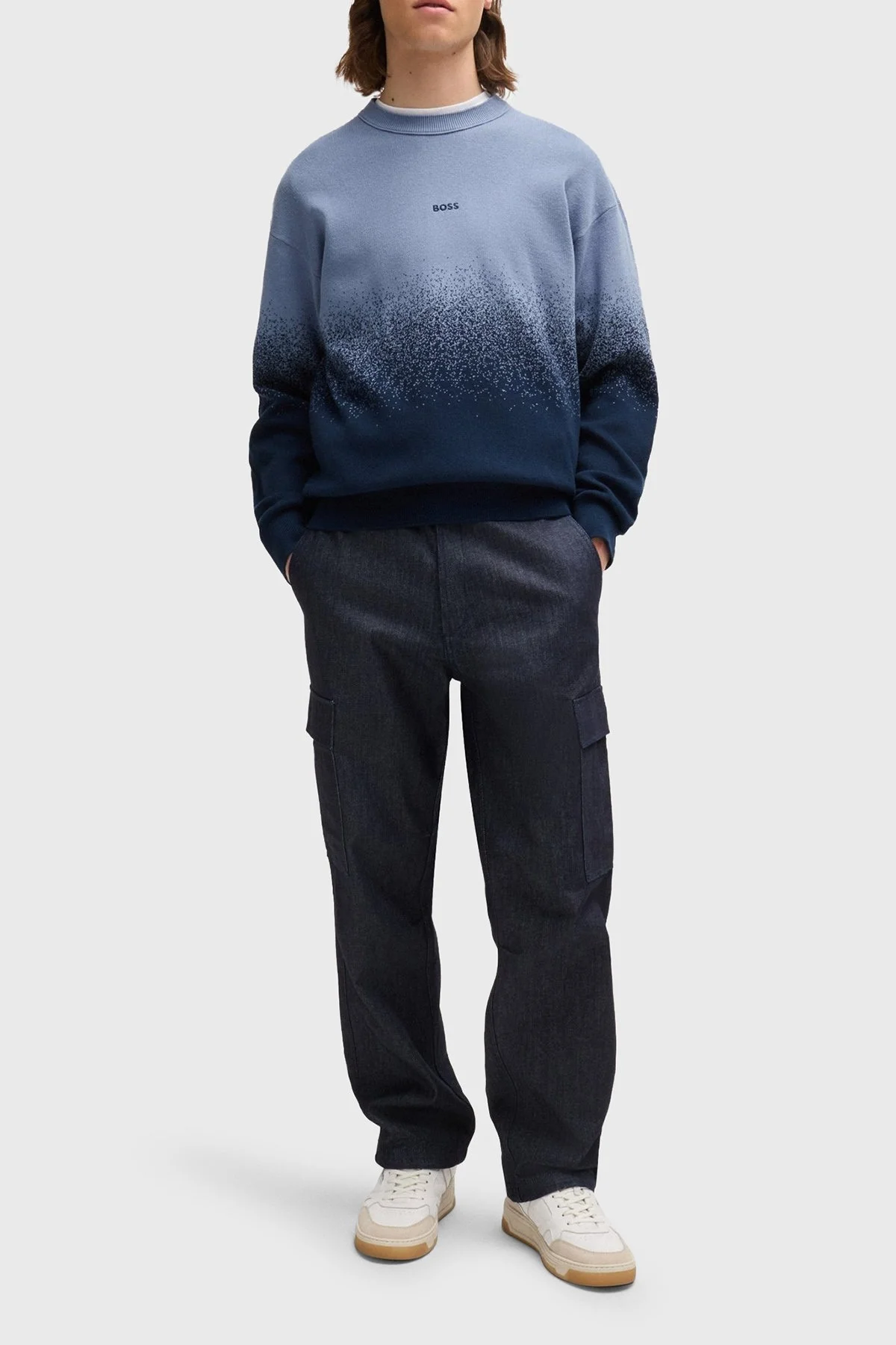 Boss% 100 Pamuklu Regular Fit Jakarlı Erkek Kazak 50519084 464 MAVİ - 3