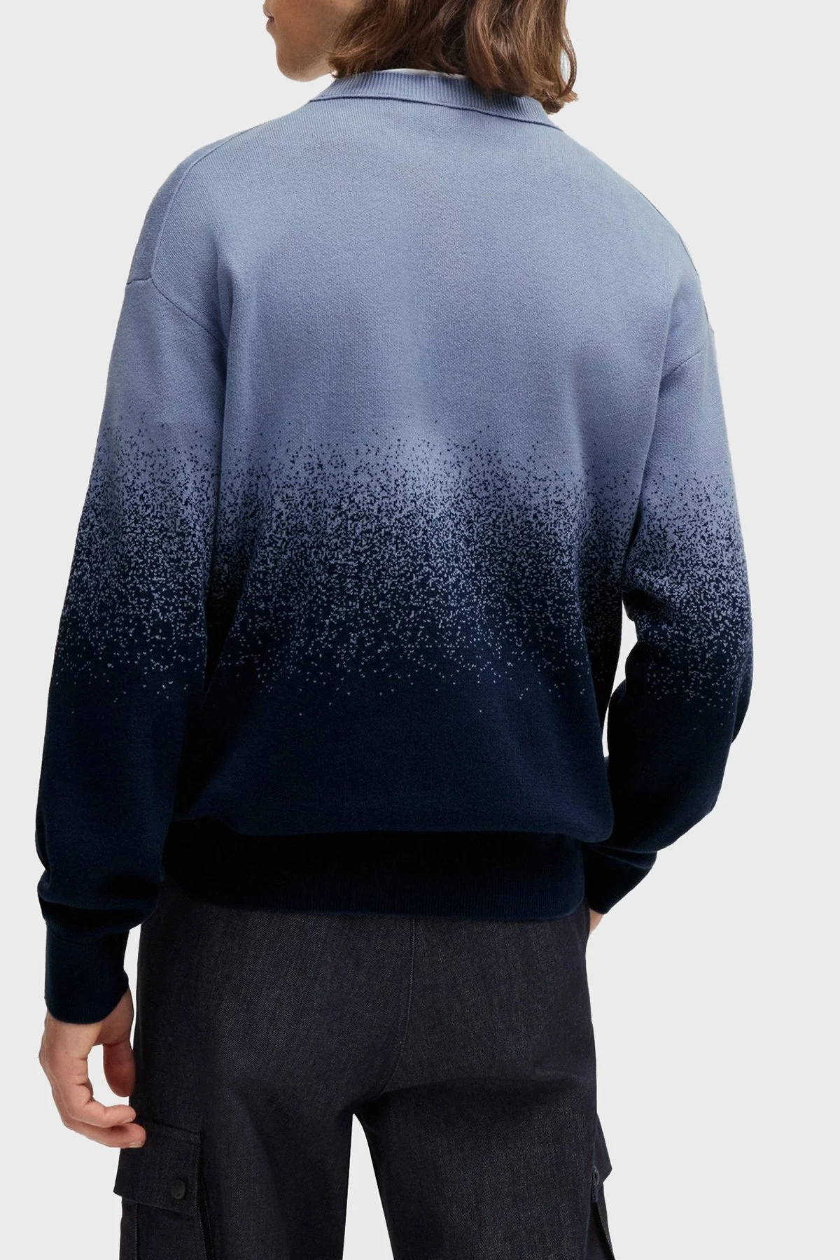 Boss% 100 Pamuklu Regular Fit Jakarlı Erkek Kazak 50519084 464 MAVİ - 4