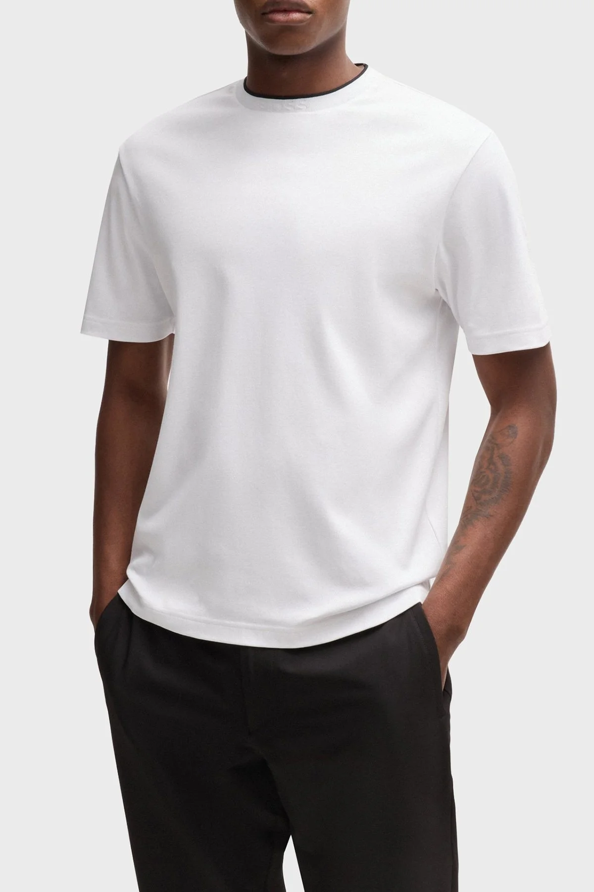 Boss % 100 Pamuklu Relaxed Fit Erkek T Shirt 50519354 100 BEYAZ - 6