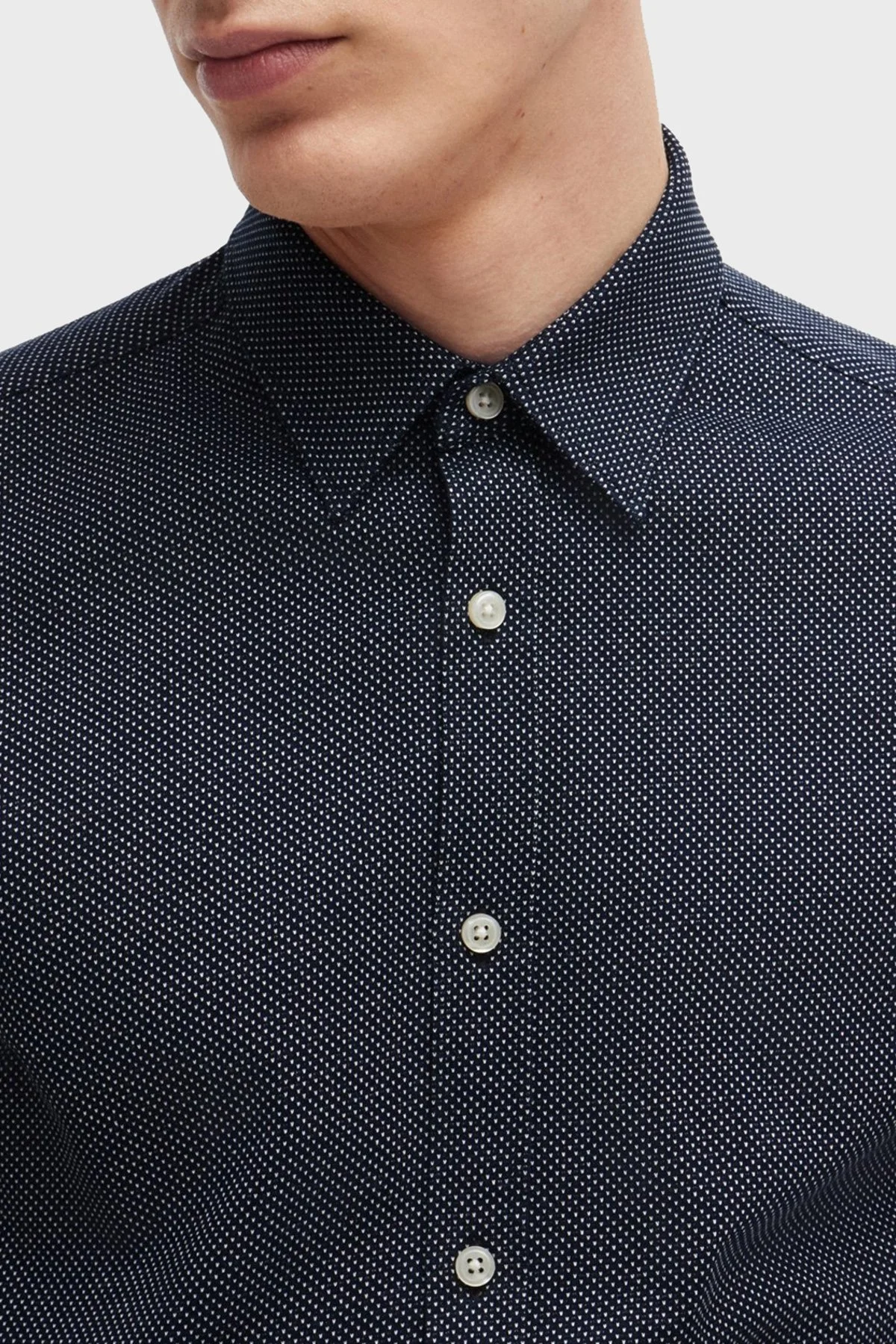 Boss % 100 Pamuklu Slim Fit Erkek Gömlek 50522639 412 LACİVERT - 11