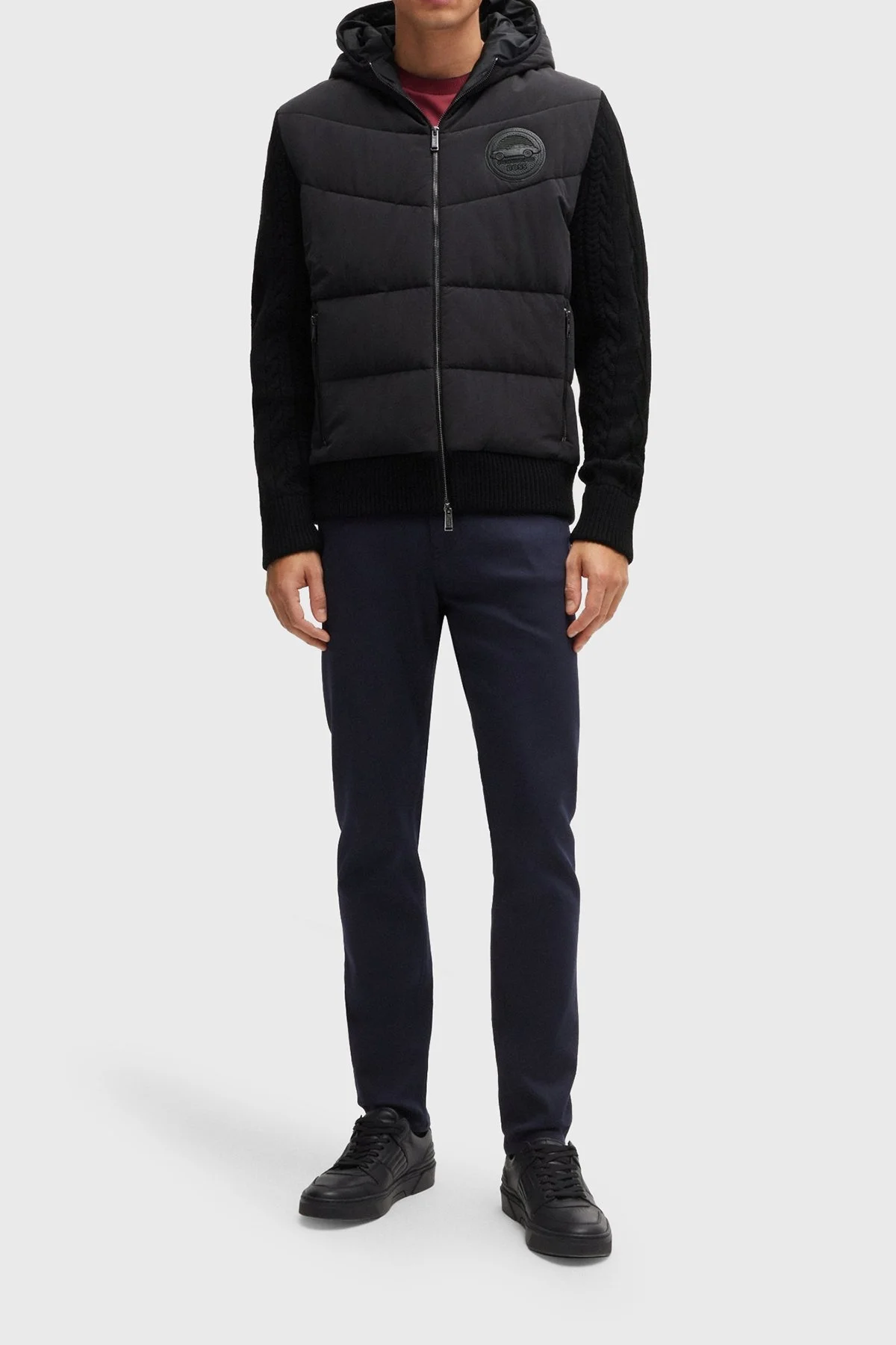 Boss % 100 Saf Yün Örme Regular Fit Erkek Mont 50519653 001 SİYAH - 3