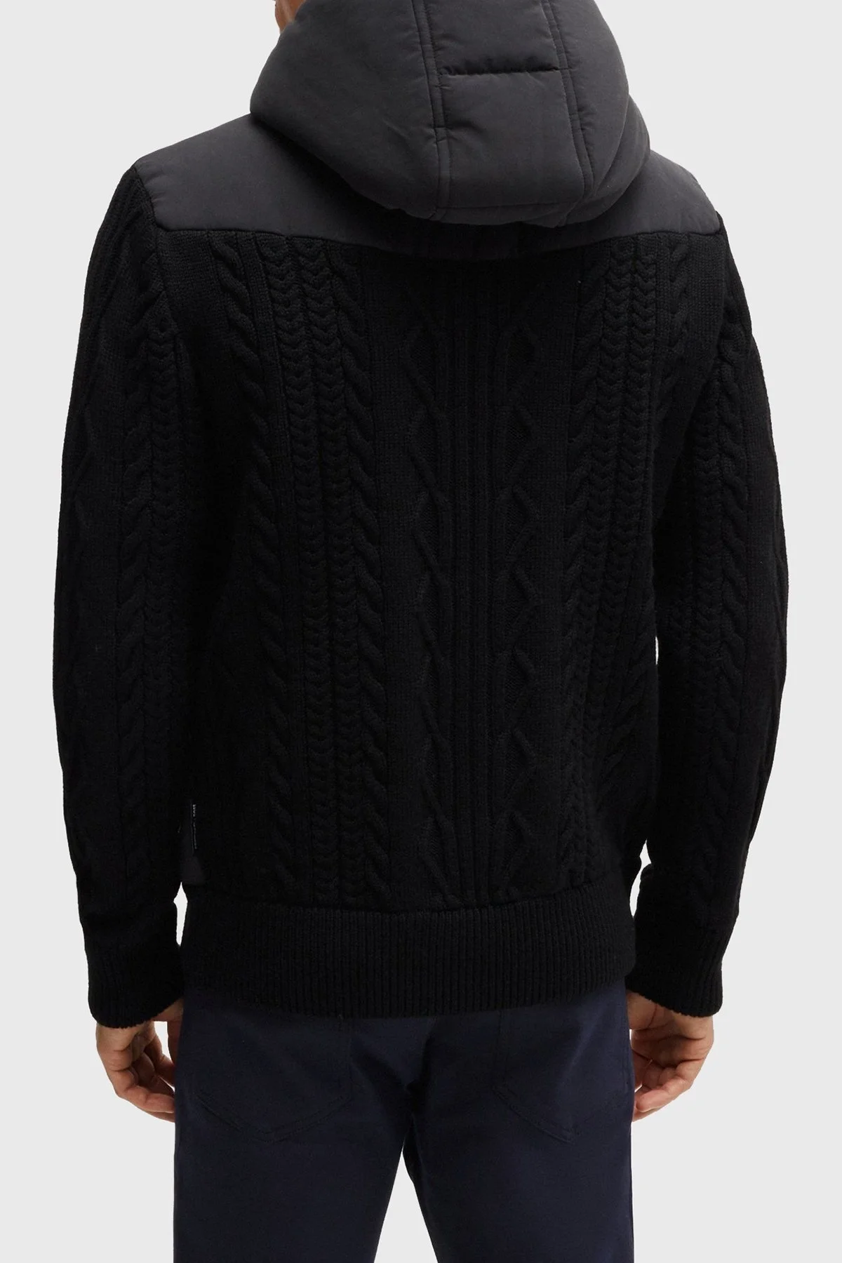 Boss % 100 Saf Yün Örme Regular Fit Erkek Mont 50519653 001 SİYAH - 5