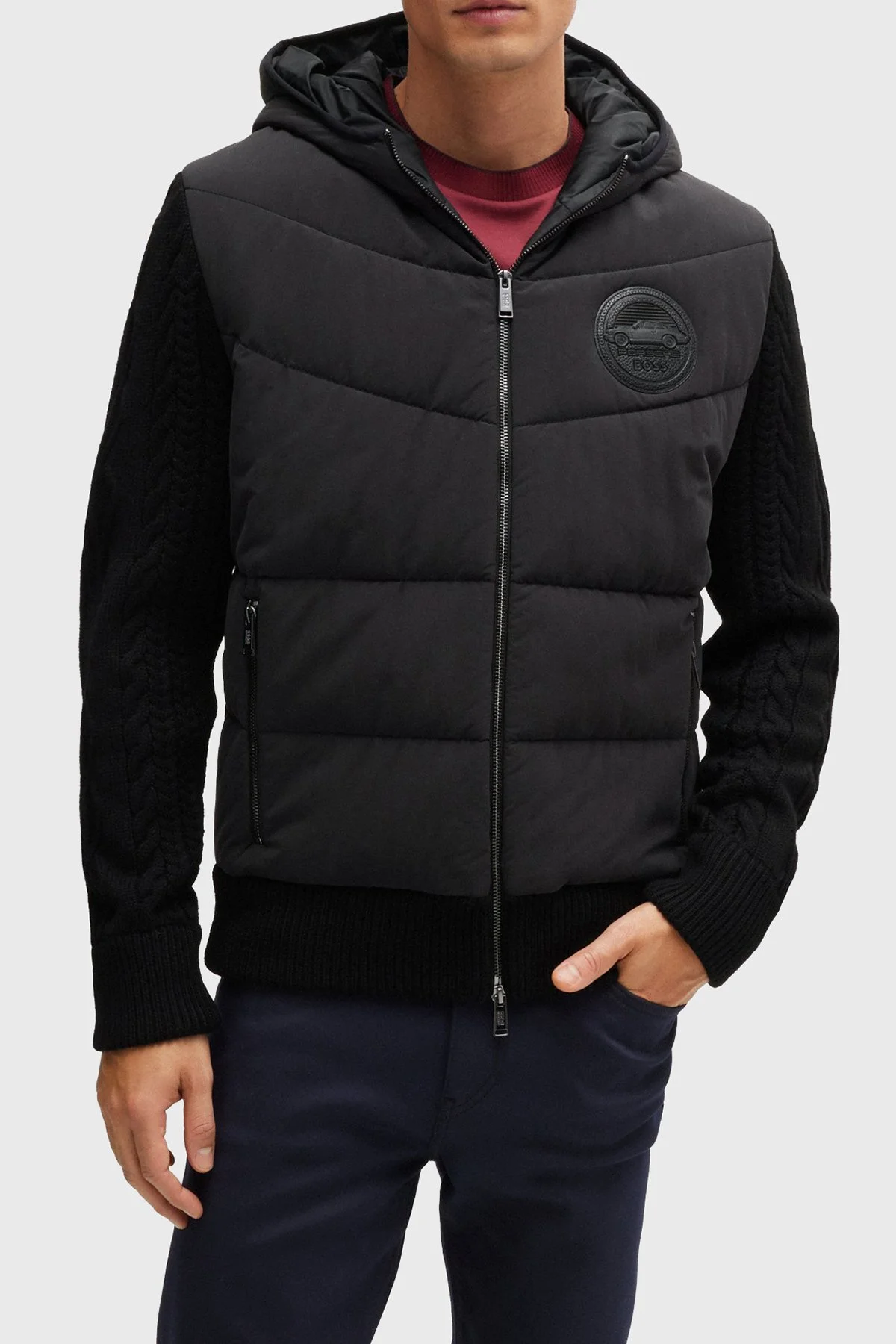 Boss % 100 Saf Yün Örme Regular Fit Erkek Mont 50519653 001 SİYAH - 1