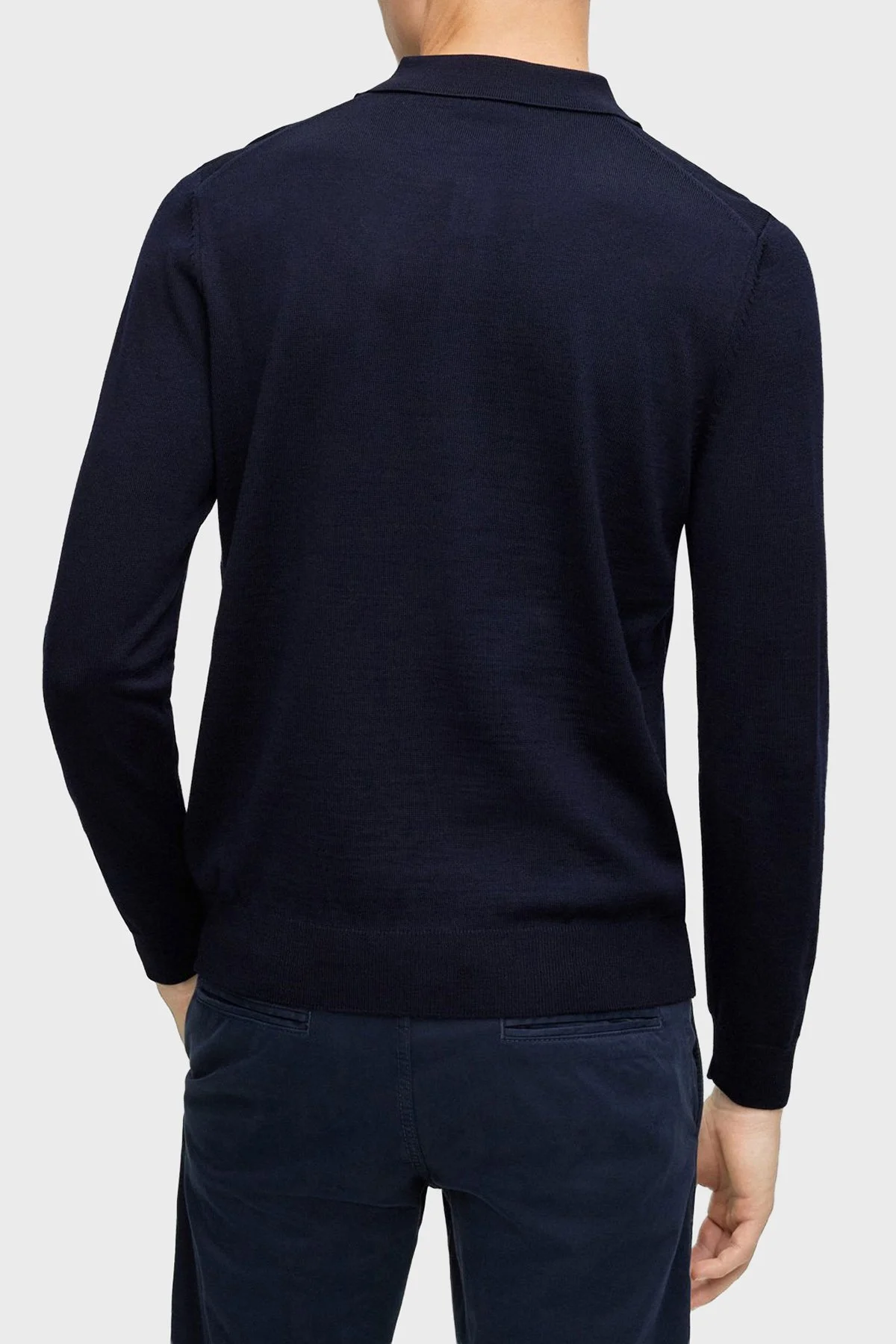 Boss % 100 Yün Regular Fit Düğmeli Erkek Polo Yaka Kazak 50476357 404 LACİVERT - 3