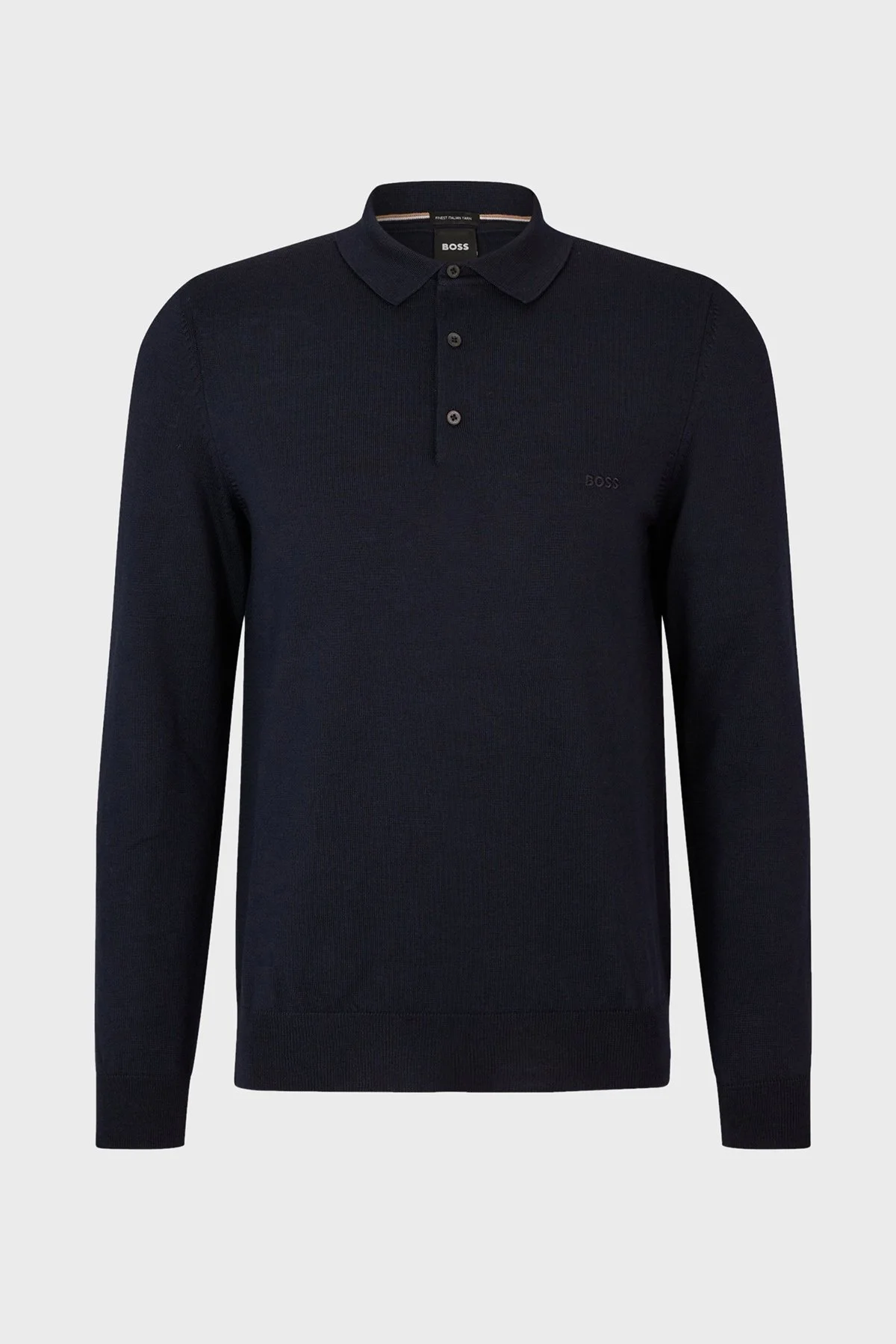 Boss % 100 Yün Regular Fit Düğmeli Erkek Polo Yaka Kazak 50476357 404 LACİVERT - 5