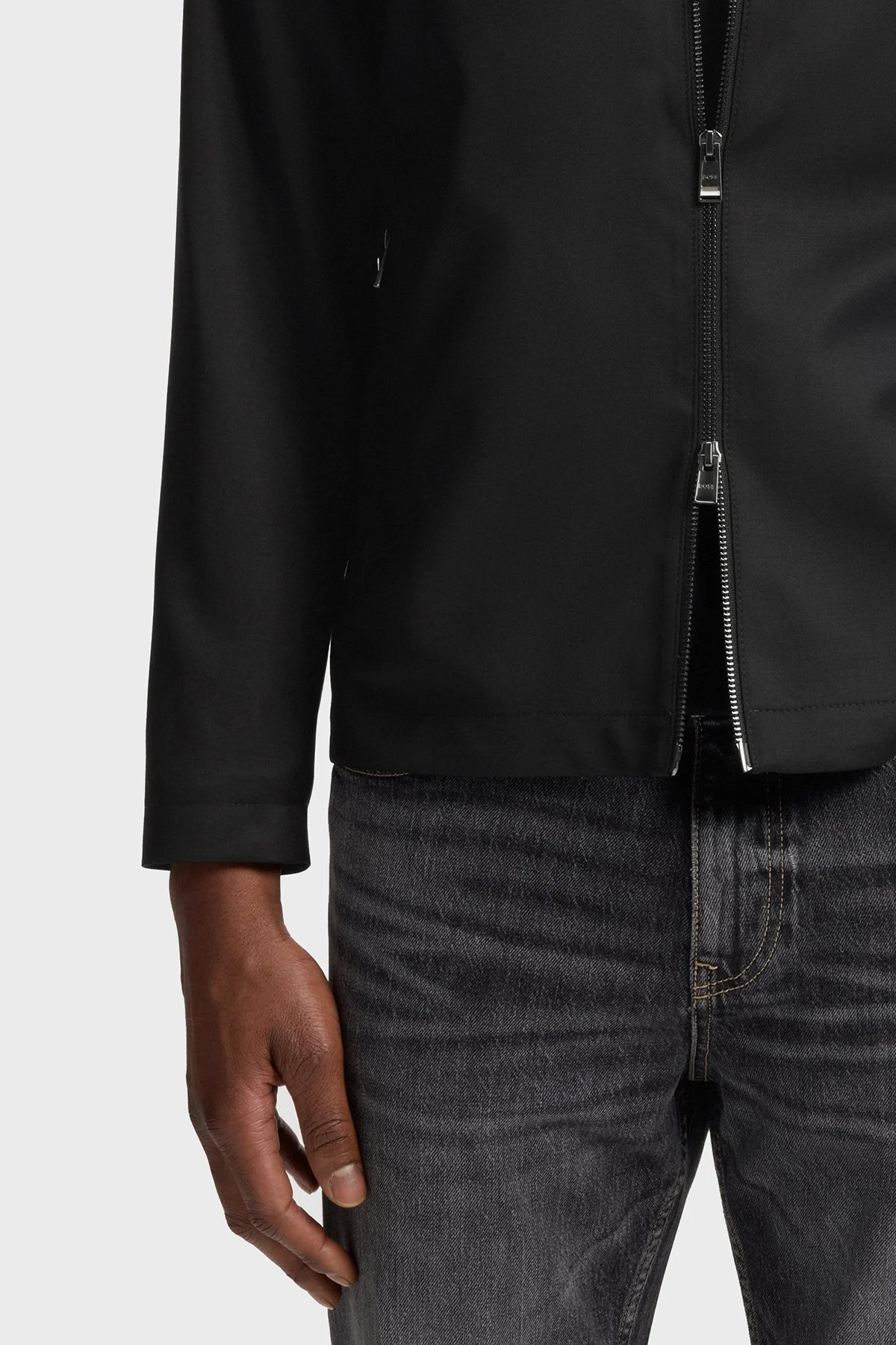 Boss % 100 Yün Slim Fit Yaka Fermuarlı Erkek Ceket 50545898 001 SİYAH - 5