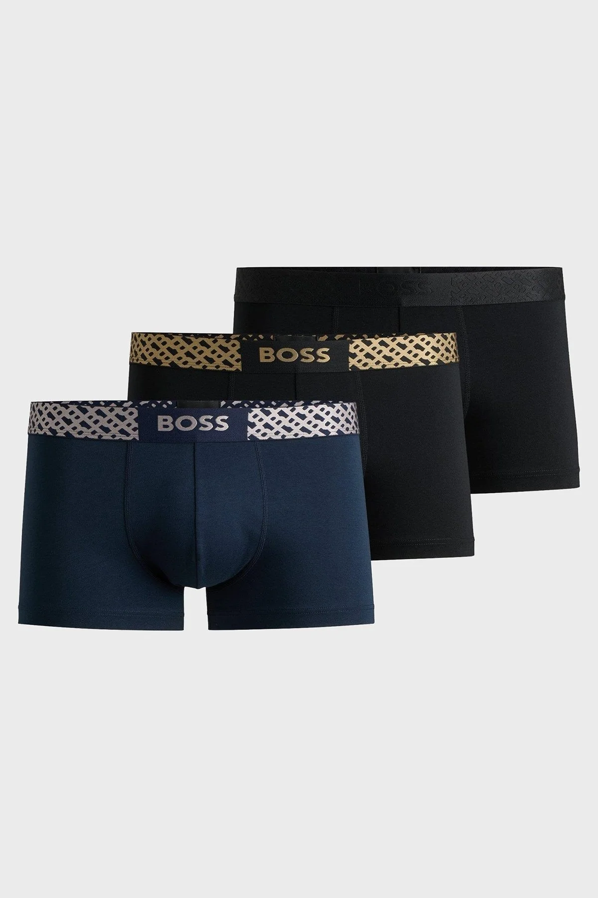 Boss 3 Pack Pamuklu Logolu Erkek Boxer 50524525 984 SİYAH-LACİVERT - 6