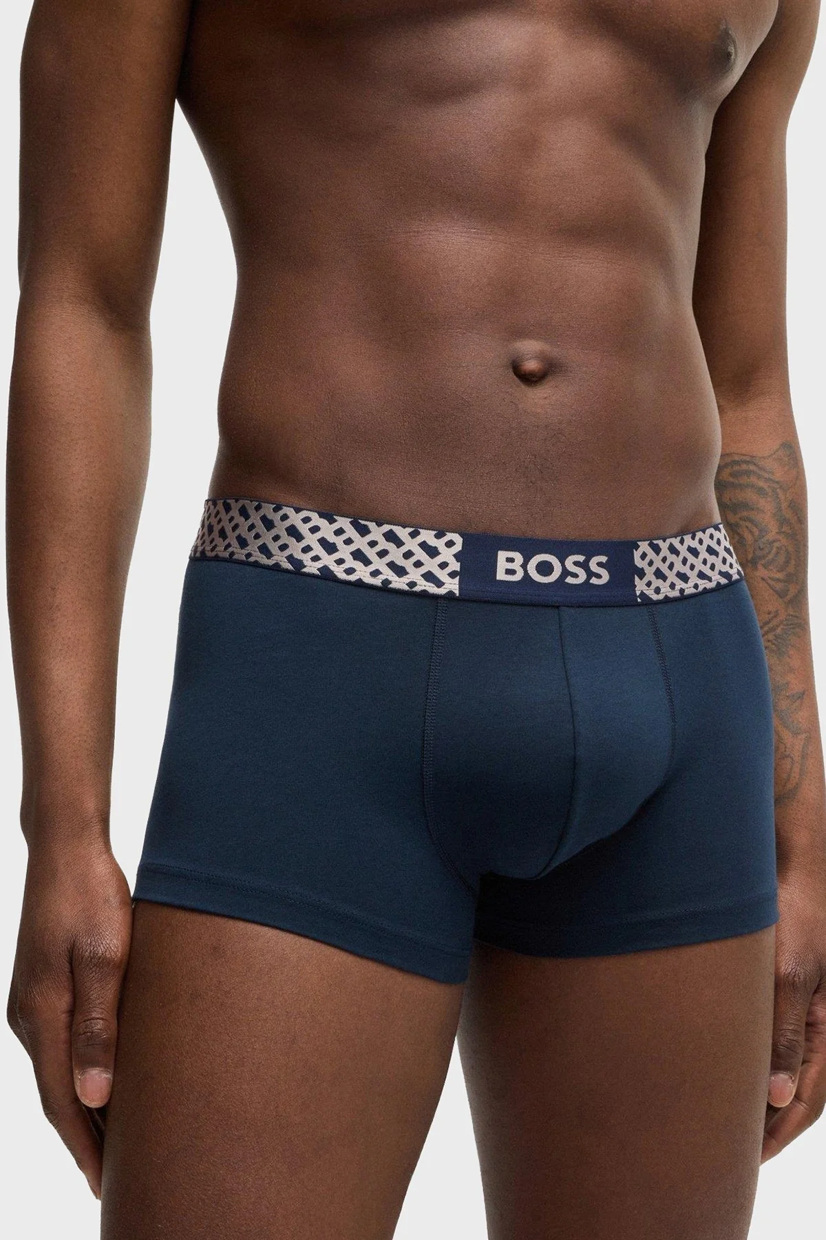 Boss 3 Pack Pamuklu Logolu Erkek Boxer 50524525 984 SİYAH-LACİVERT - 9