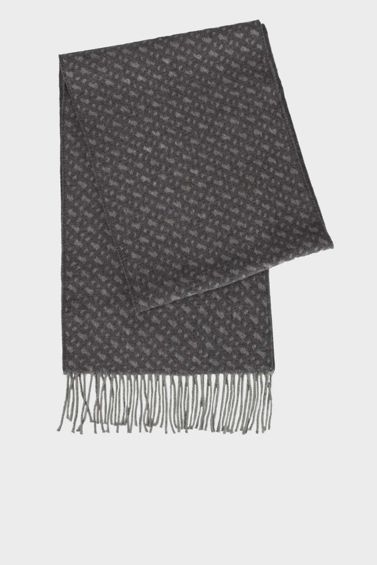 Boss 30 x 168 cm Logolu Yünlü Saçaklı Erkek Atkı 50549851 030 FÜME - 1