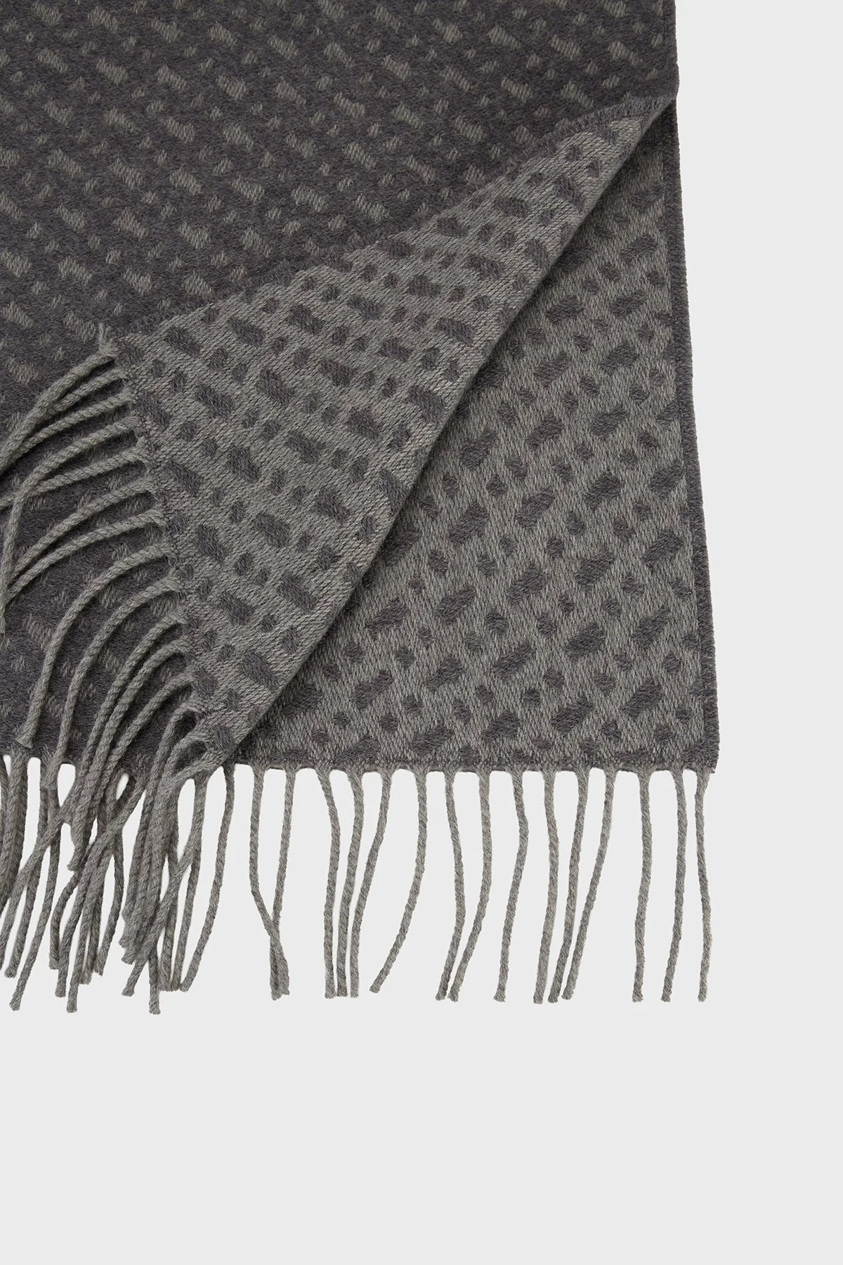 Boss 30 x 168 cm Logolu Yünlü Saçaklı Erkek Atkı 50549851 030 FÜME - 3