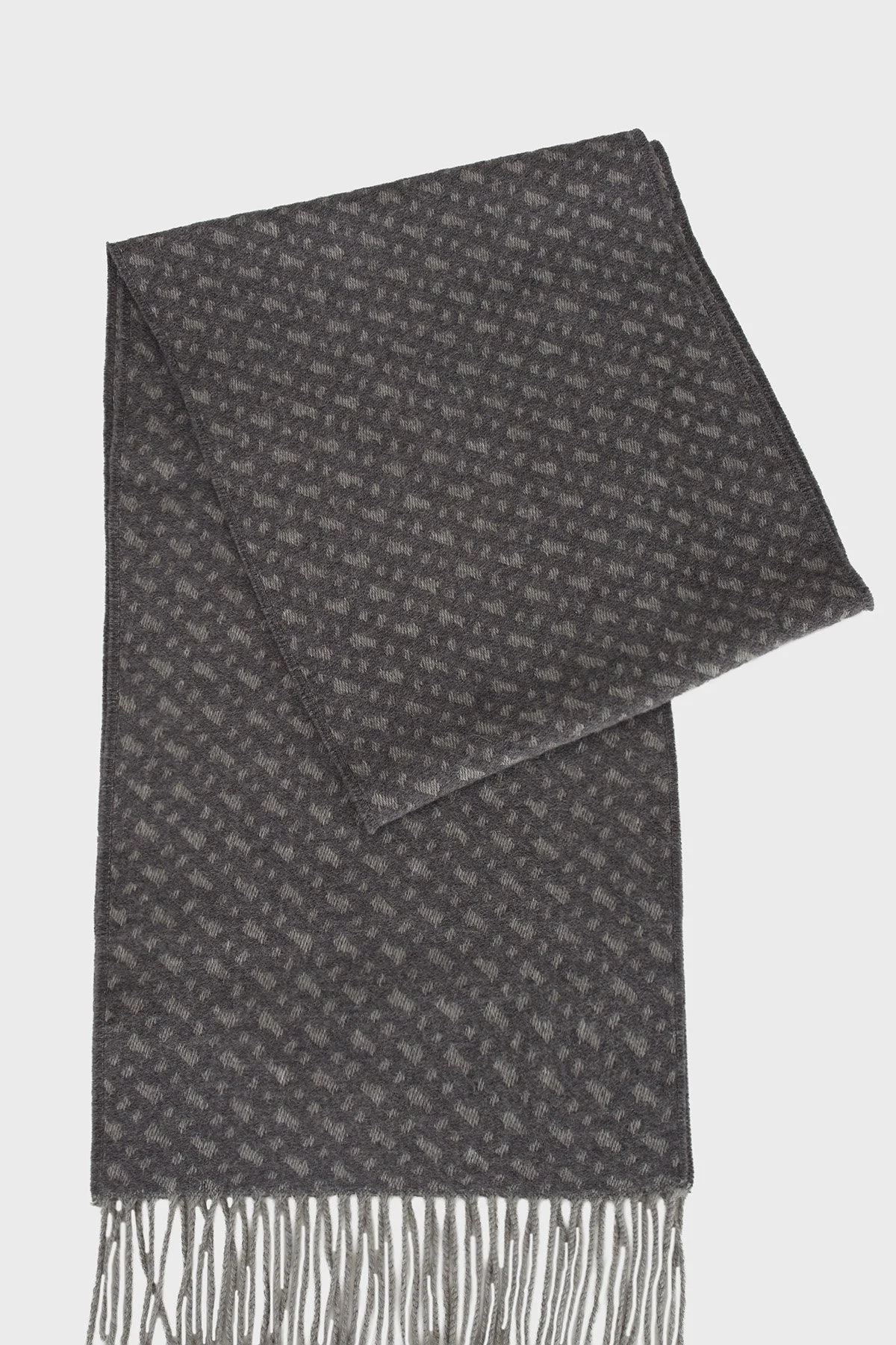 Boss 30 x 168 cm Logolu Yünlü Saçaklı Erkek Atkı 50549851 030 FÜME - 4