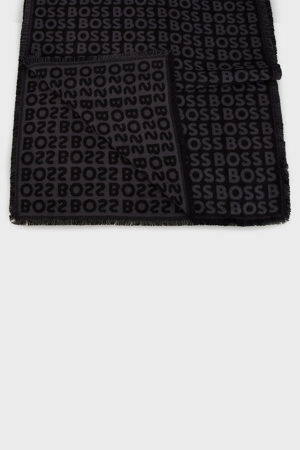 Boss 41 x 185 cm Logolu Çift Taraflı Erkek Şal 50518661 001 SİYAH - 2