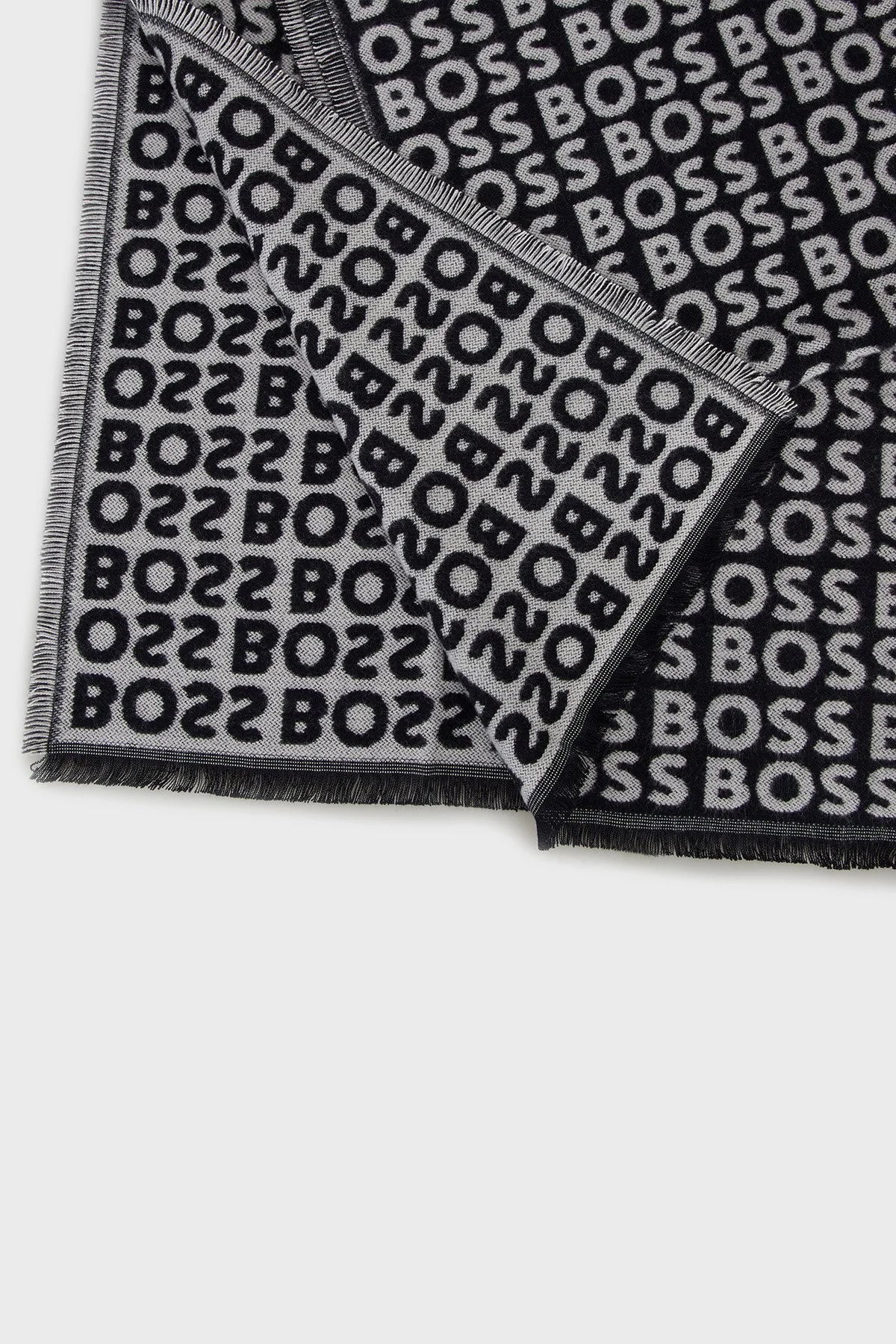 Boss 41 x 185 cm Logolu Çift Taraflı Erkek Şal 50518661 405 LACİVERT - 2