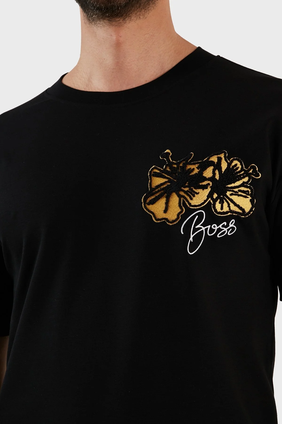 Boss Aplike Resimli Bisiklet Yaka İnterlok Pamuklu Oversize Erkek T Shirt 50492593 001 SİYAH - 5