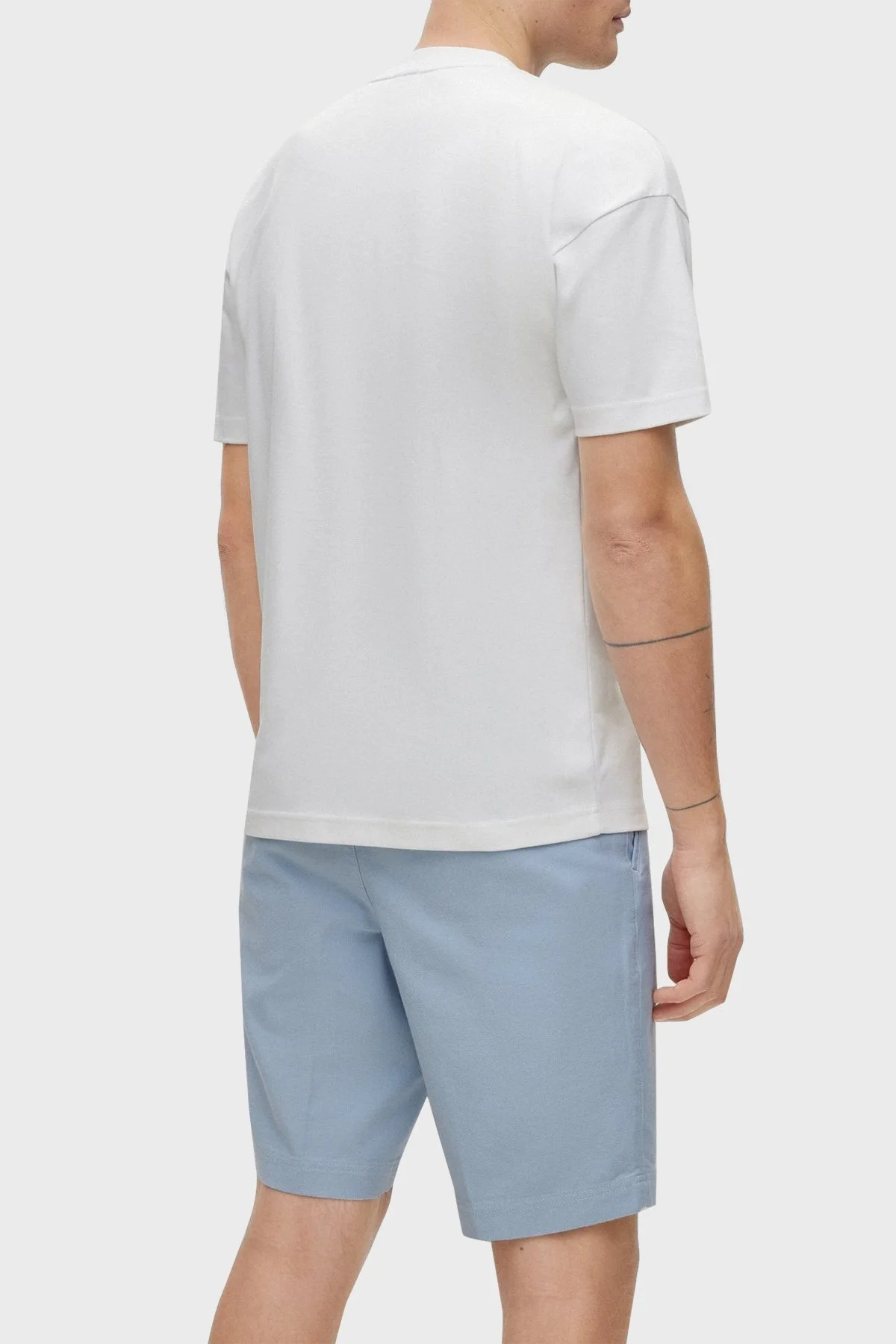 Boss Aplike Resimli Bisiklet Yaka İnterlok Pamuklu Oversize Erkek T Shirt 50492593 100 BEYAZ - 3