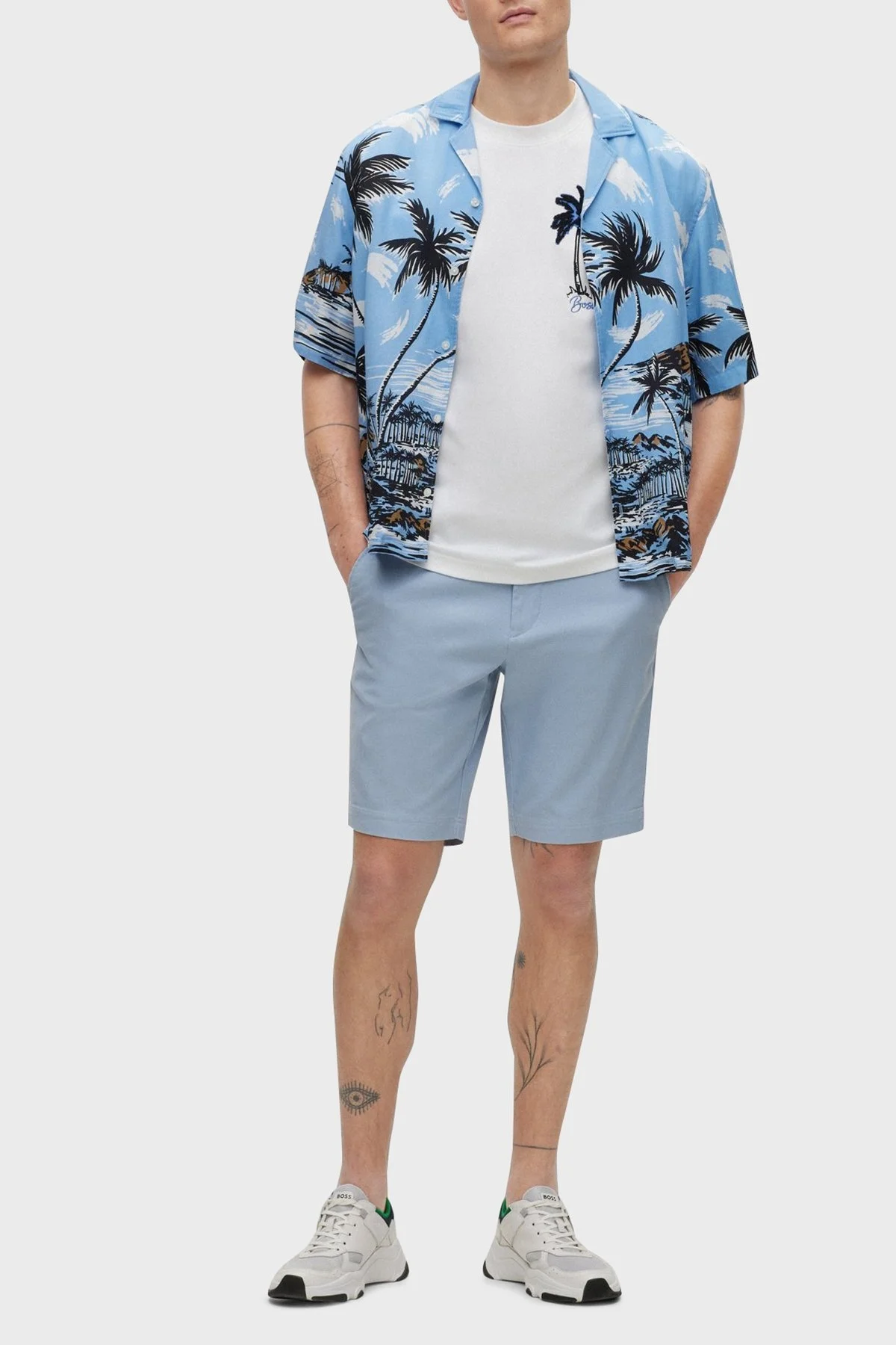 Boss Aplike Resimli Bisiklet Yaka İnterlok Pamuklu Oversize Erkek T Shirt 50492593 100 BEYAZ - 4