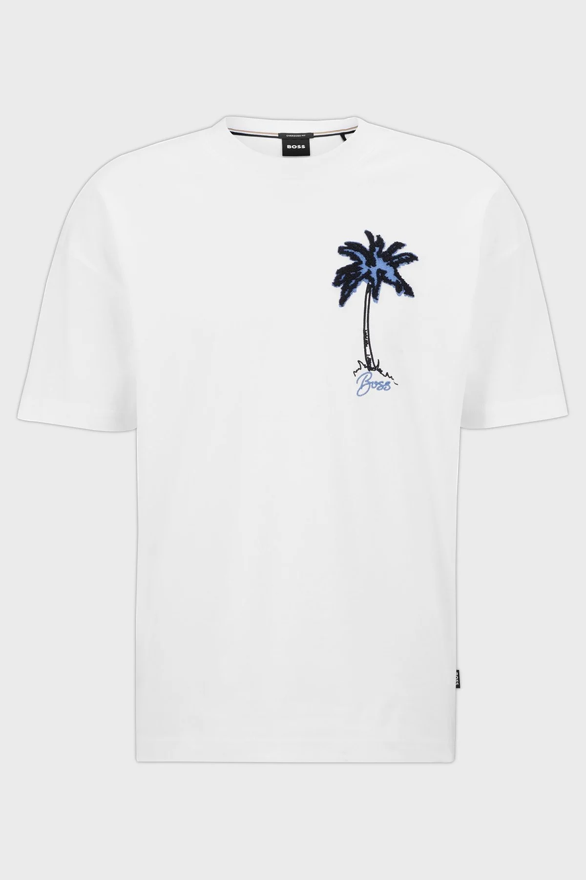 Boss Aplike Resimli Bisiklet Yaka İnterlok Pamuklu Oversize Erkek T Shirt 50492593 100 BEYAZ - 5