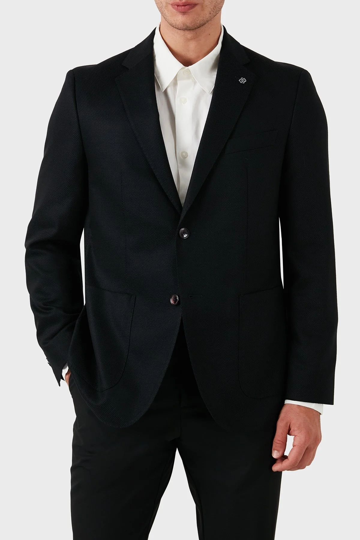 Boss Astarlı Yün ve Pamuk Karışımlı Blazer Erkek Ceket 50521661 001 SİYAH - 1