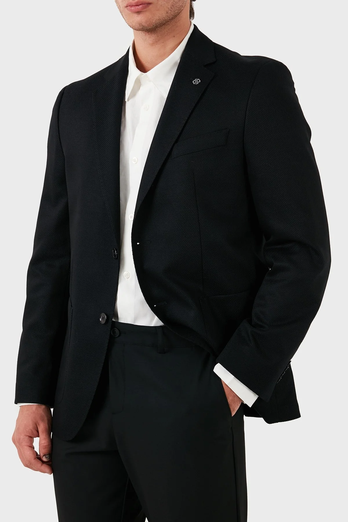 Boss Astarlı Yün ve Pamuk Karışımlı Blazer Erkek Ceket 50521661 001 SİYAH - 3