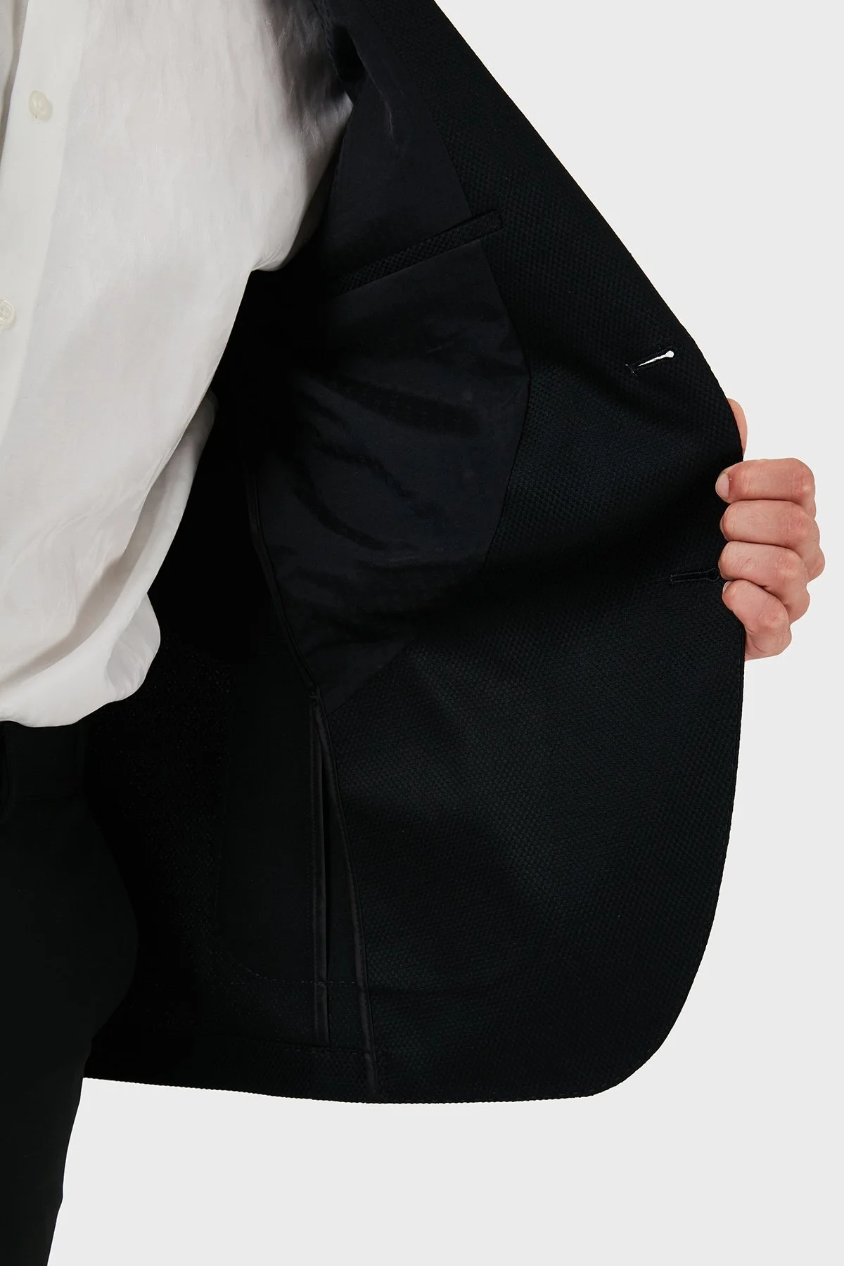 Boss Astarlı Yün ve Pamuk Karışımlı Blazer Erkek Ceket 50521661 001 SİYAH - 6