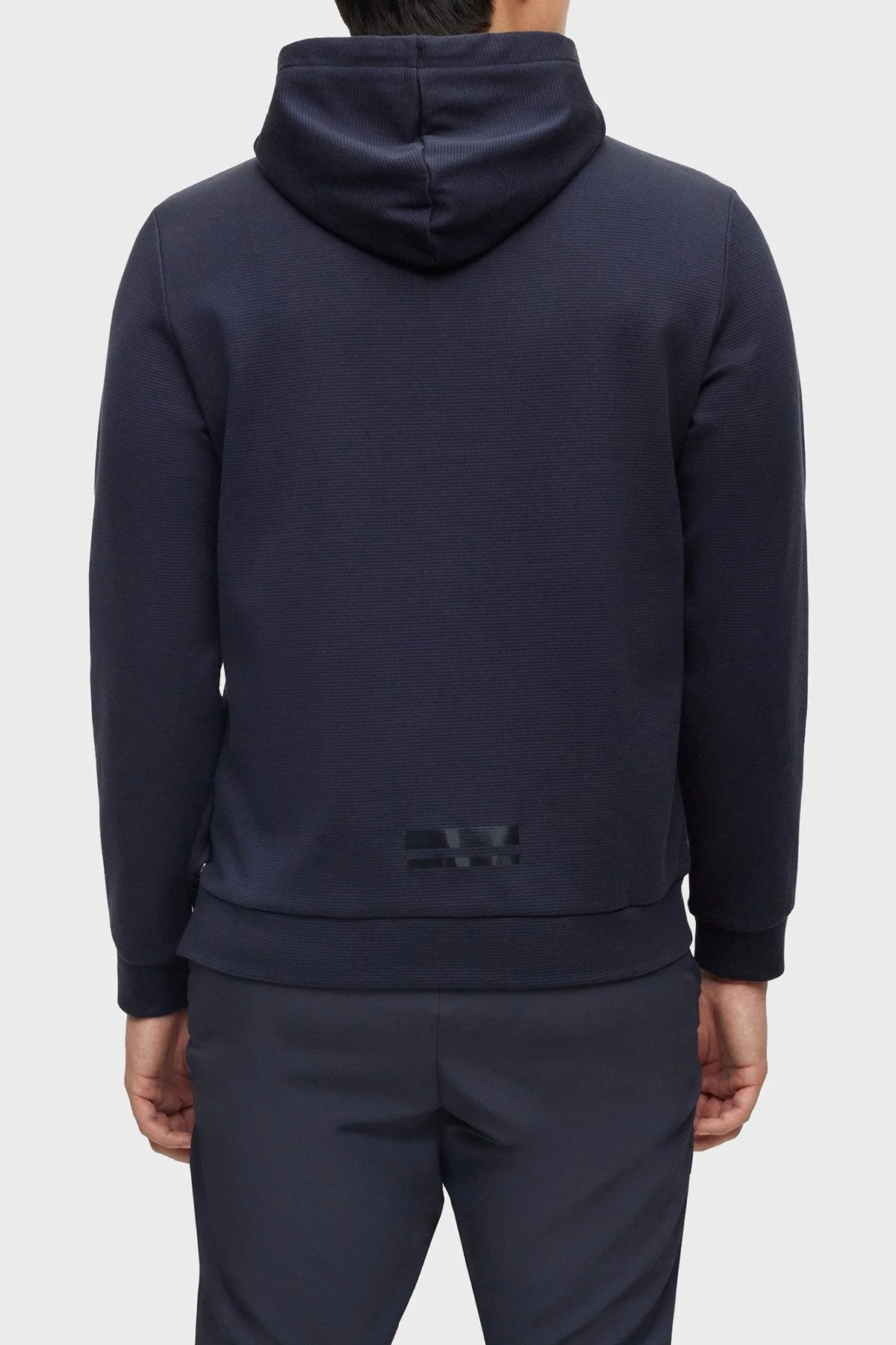 Boss Ayna Efektli Logolu Kapüşonlu Pamuklu Relaxed Fit Erkek Sweat 50501222 402 LACİVERT - 4