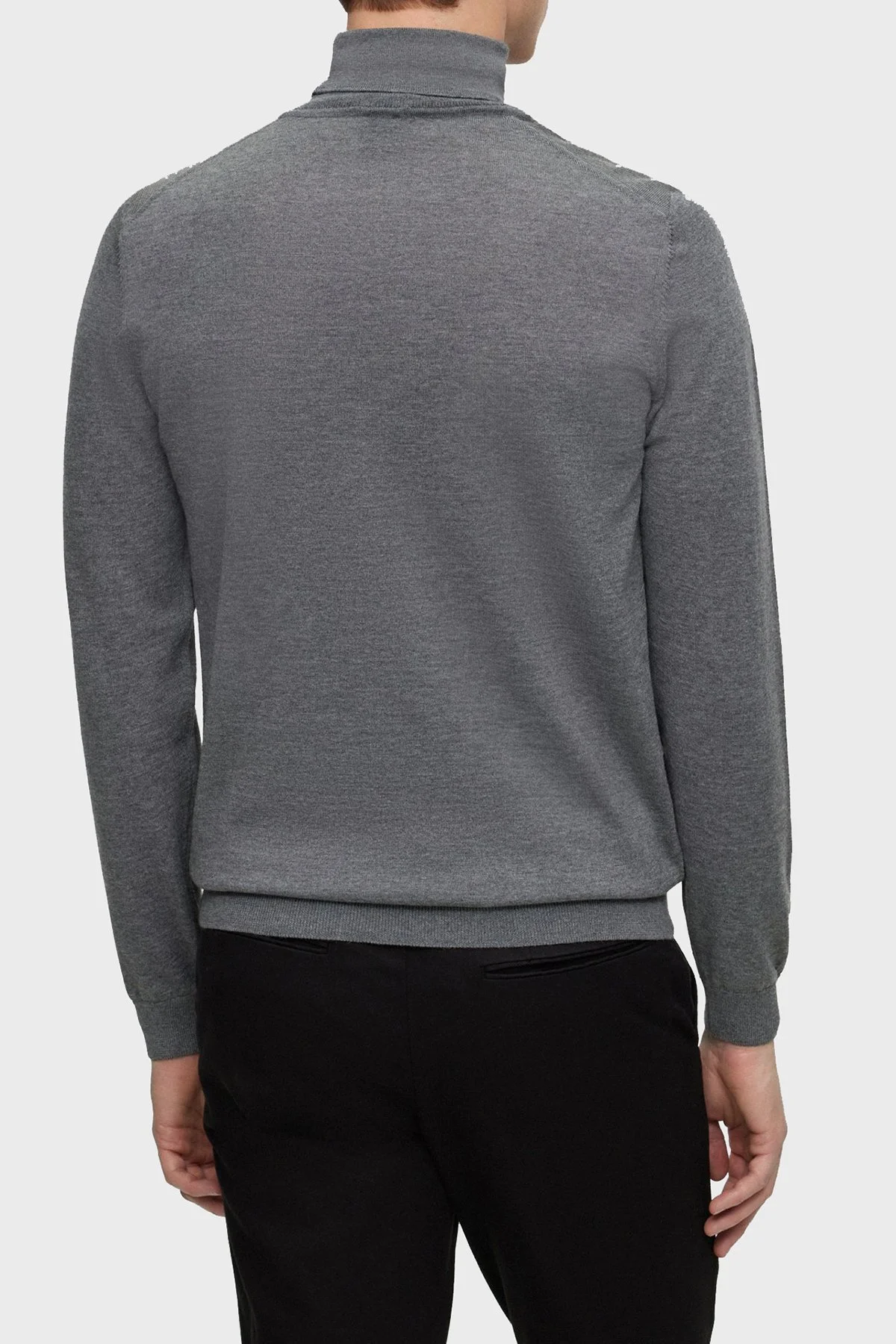 Boss Balıkçı Yaka % 100 Yünlü Slim Fit Erkek Kazak 50468262 002 ANTRASİT - 2