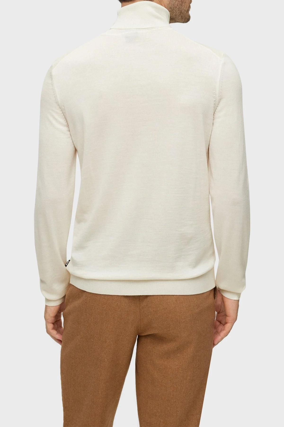 Boss Balıkçı Yaka % 100 Yünlü Slim Fit Erkek Kazak 50468262 131 EKRU - 4