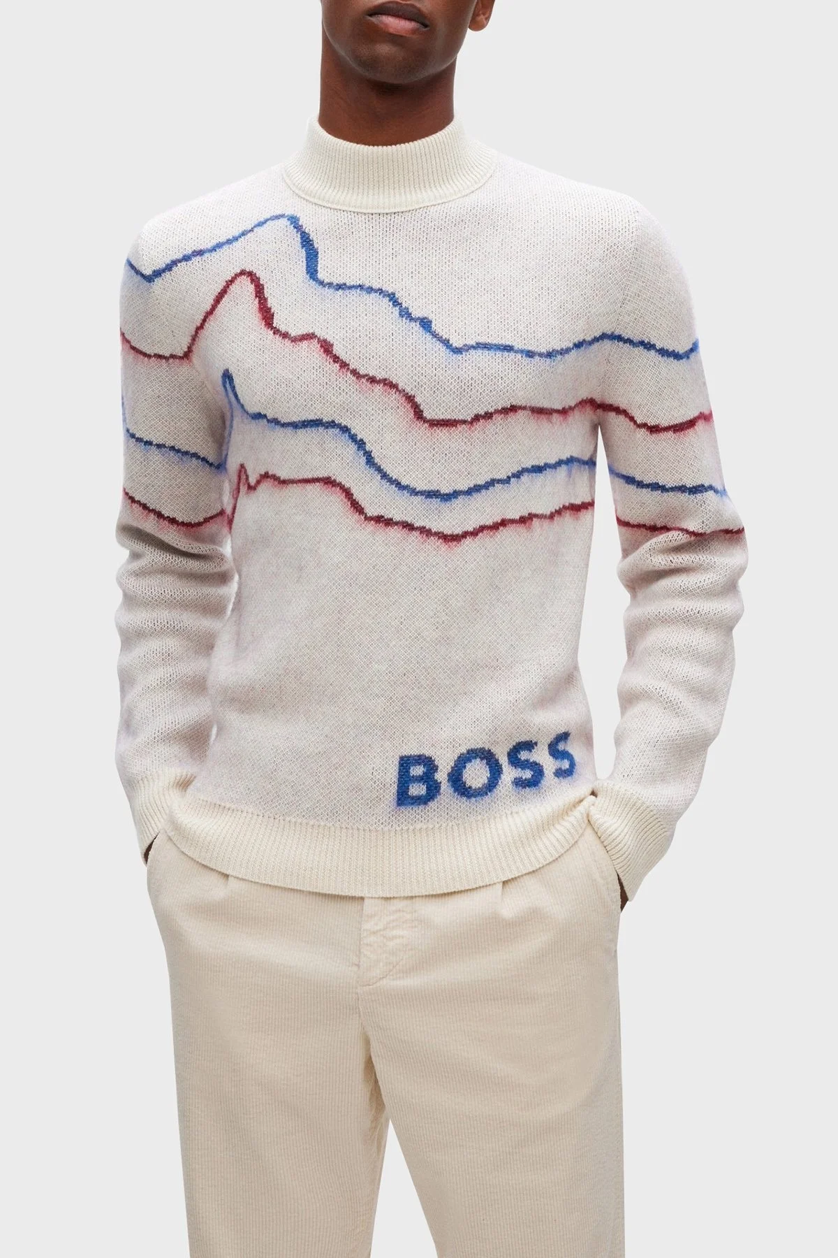 Boss Balıkçı Yaka Yünlü Regular Fit Erkek Kazak 50475512 131 BEJ - 1