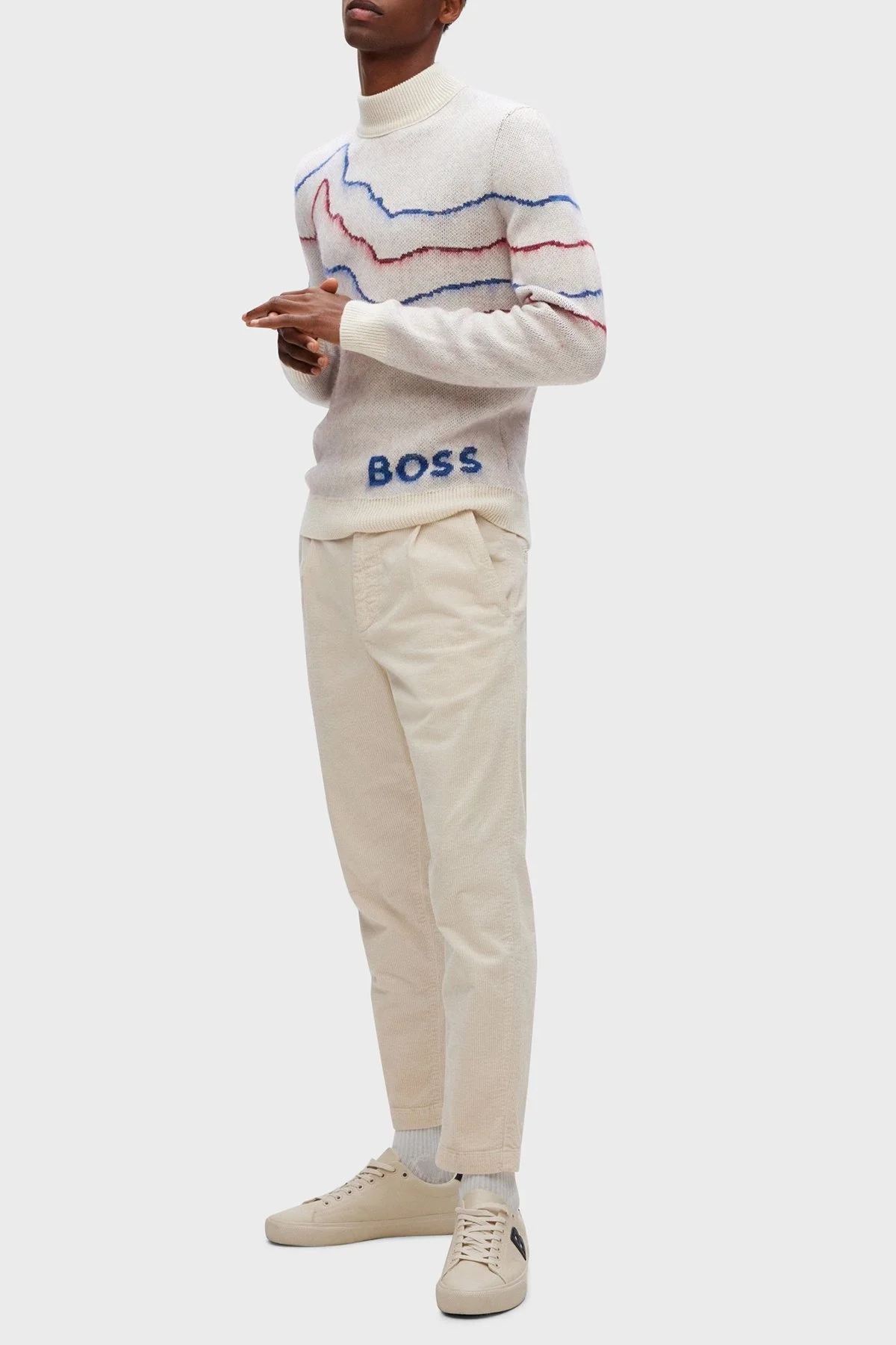 Boss Balıkçı Yaka Yünlü Regular Fit Erkek Kazak 50475512 131 BEJ - 2